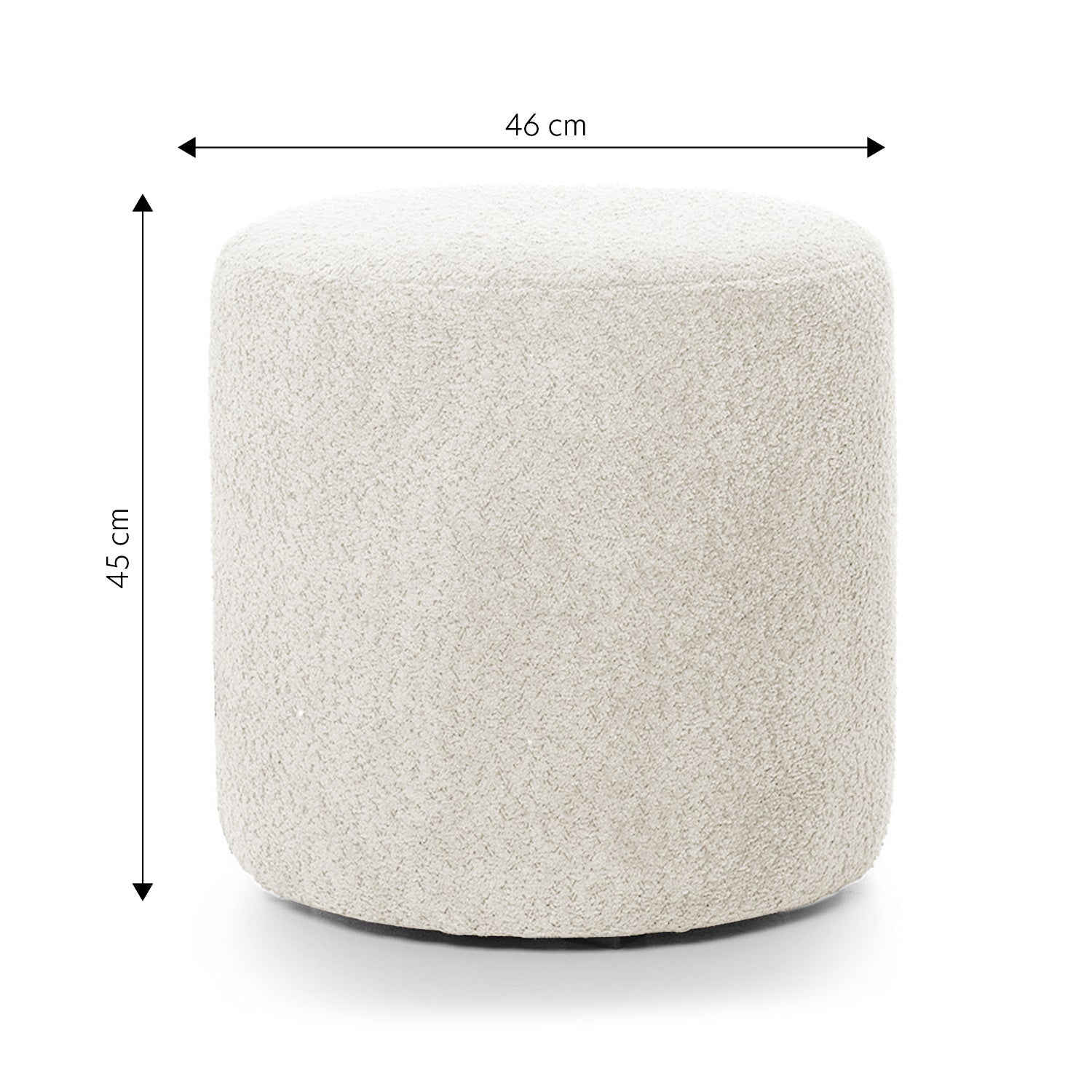 Pufa okrągła Seppio 45 cm biała w tkaninie boucle