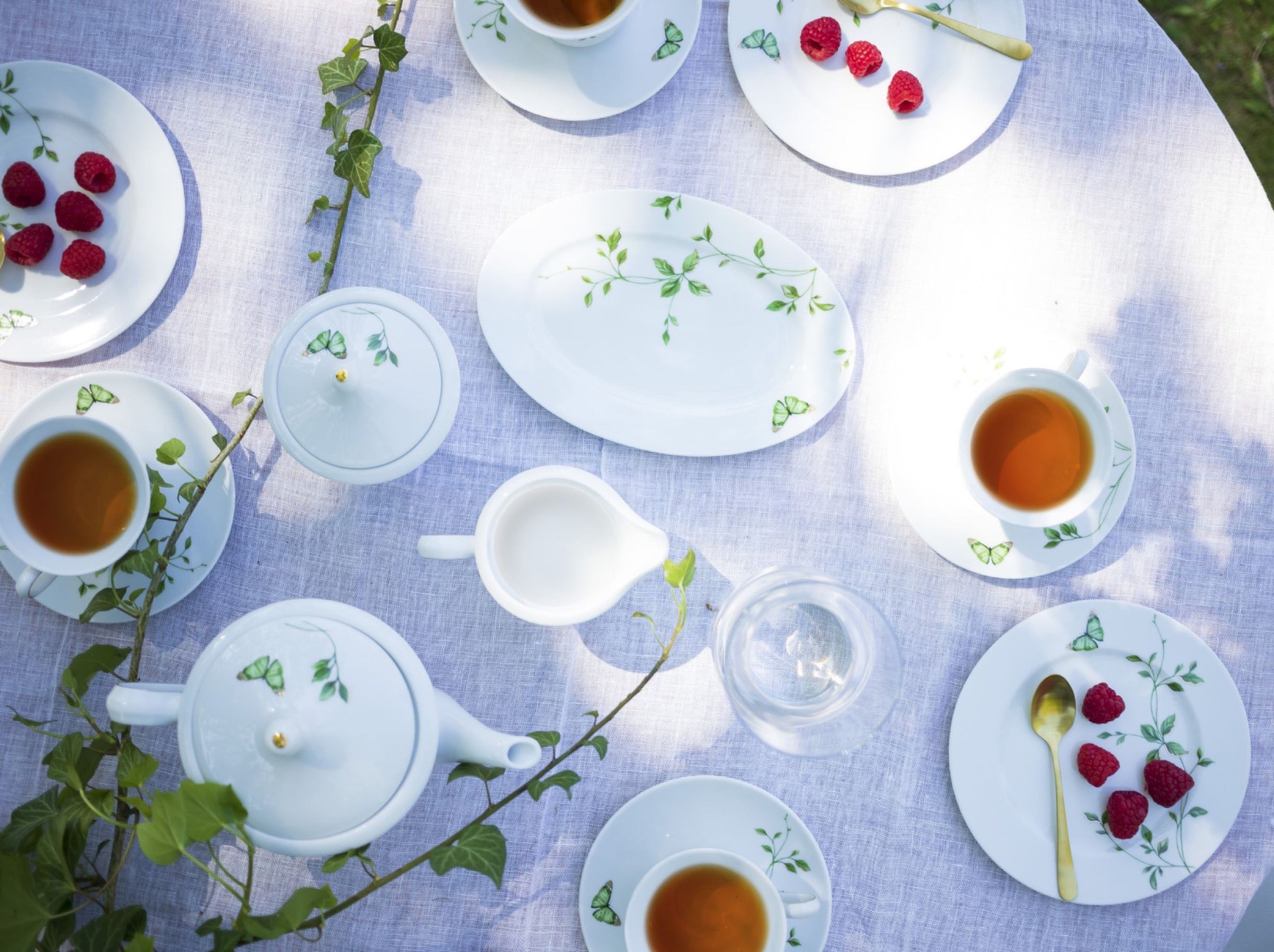 Imbryk porcelanowy Margaret 1000 ml biało-zielony