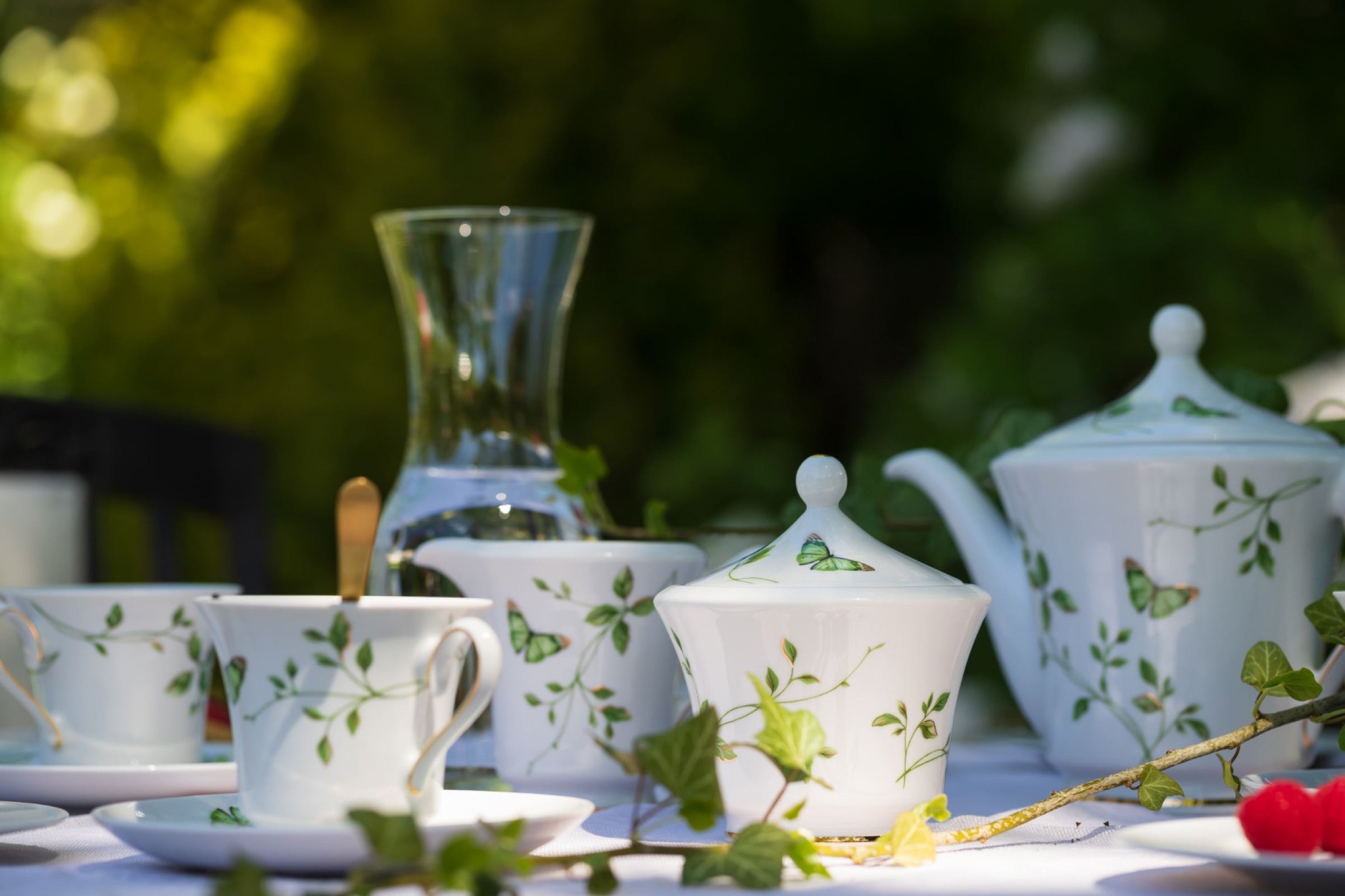 Imbryk porcelanowy Margaret 1000 ml biało-zielony