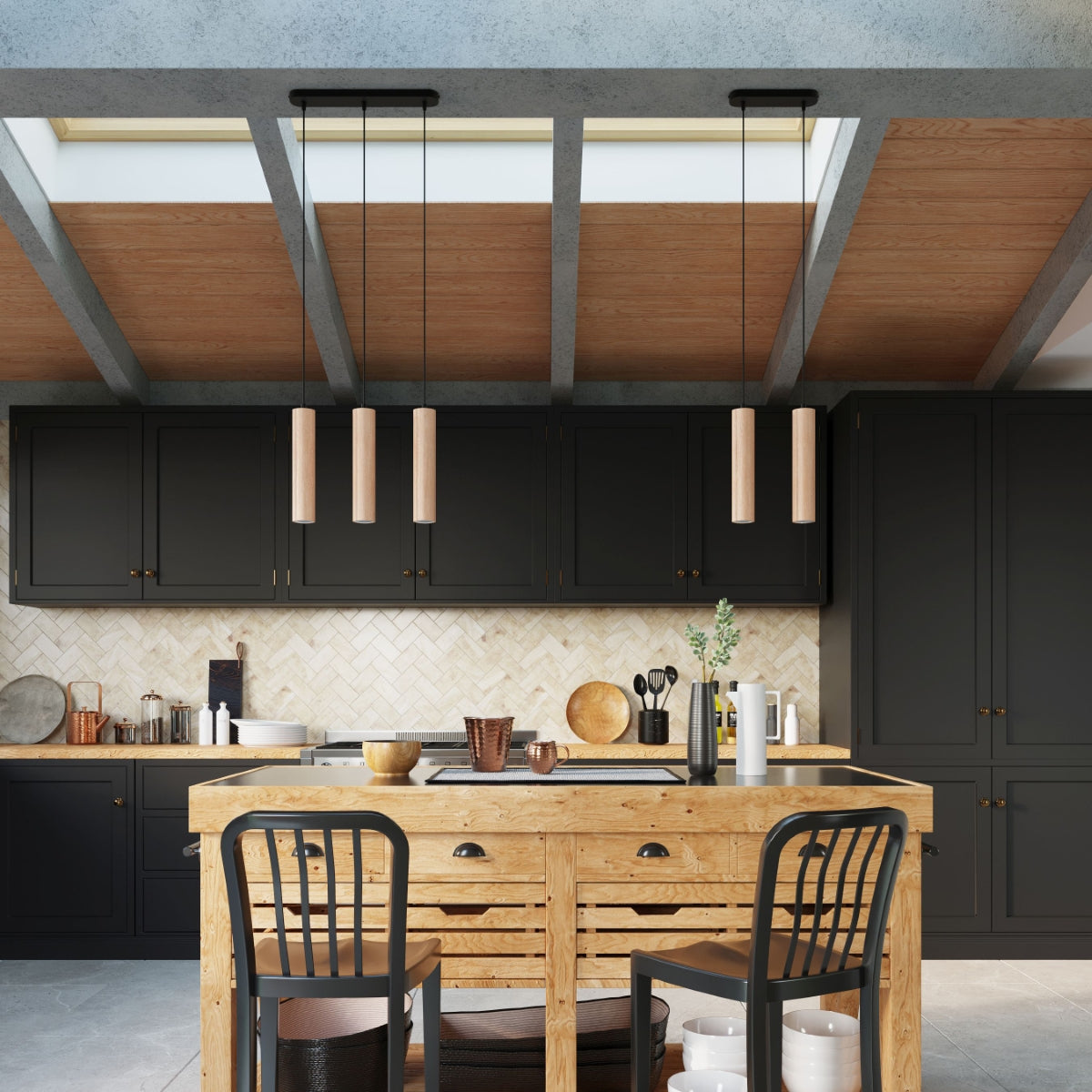 Lampa wisząca Lino 3L naturalne drewno