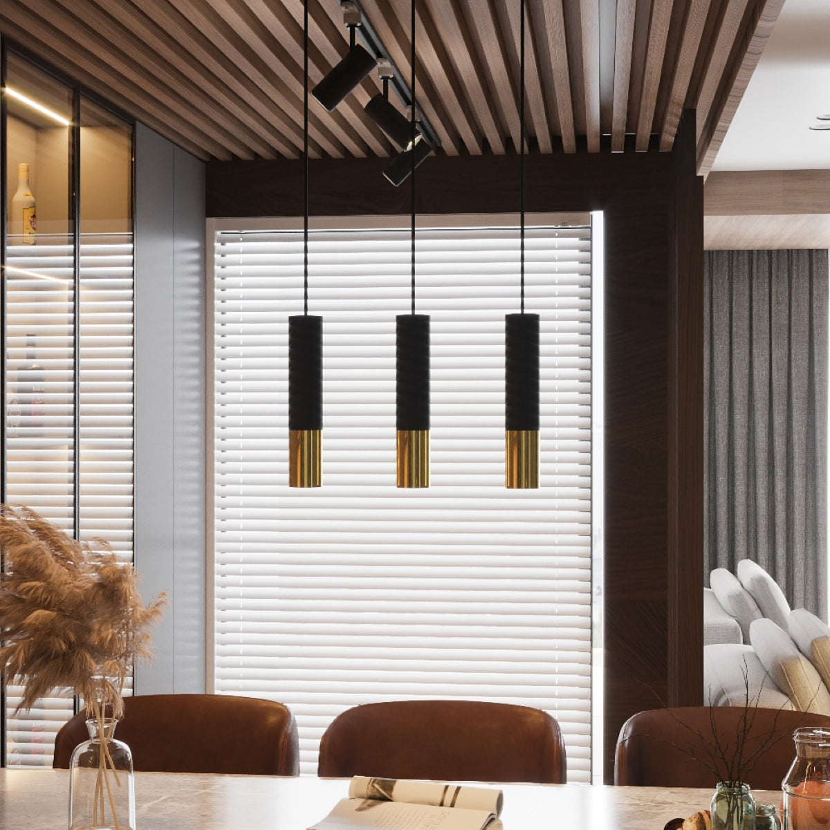 Lampa wisząca Loopez 3L czarny/złoty