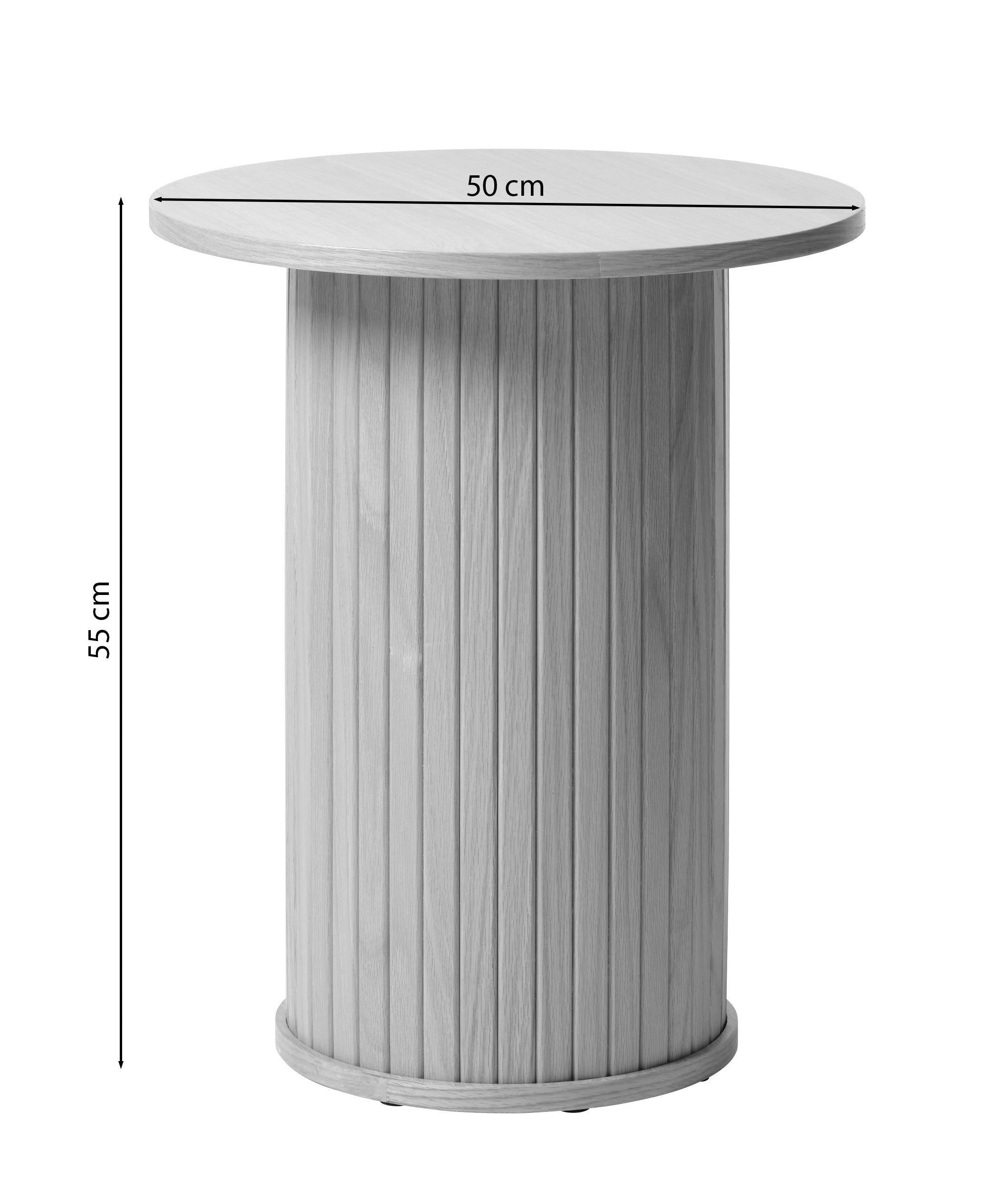 Stolik kawowy okrągły Gativel 50 cm lamele dąb naturalny - kolor dąb naturalny