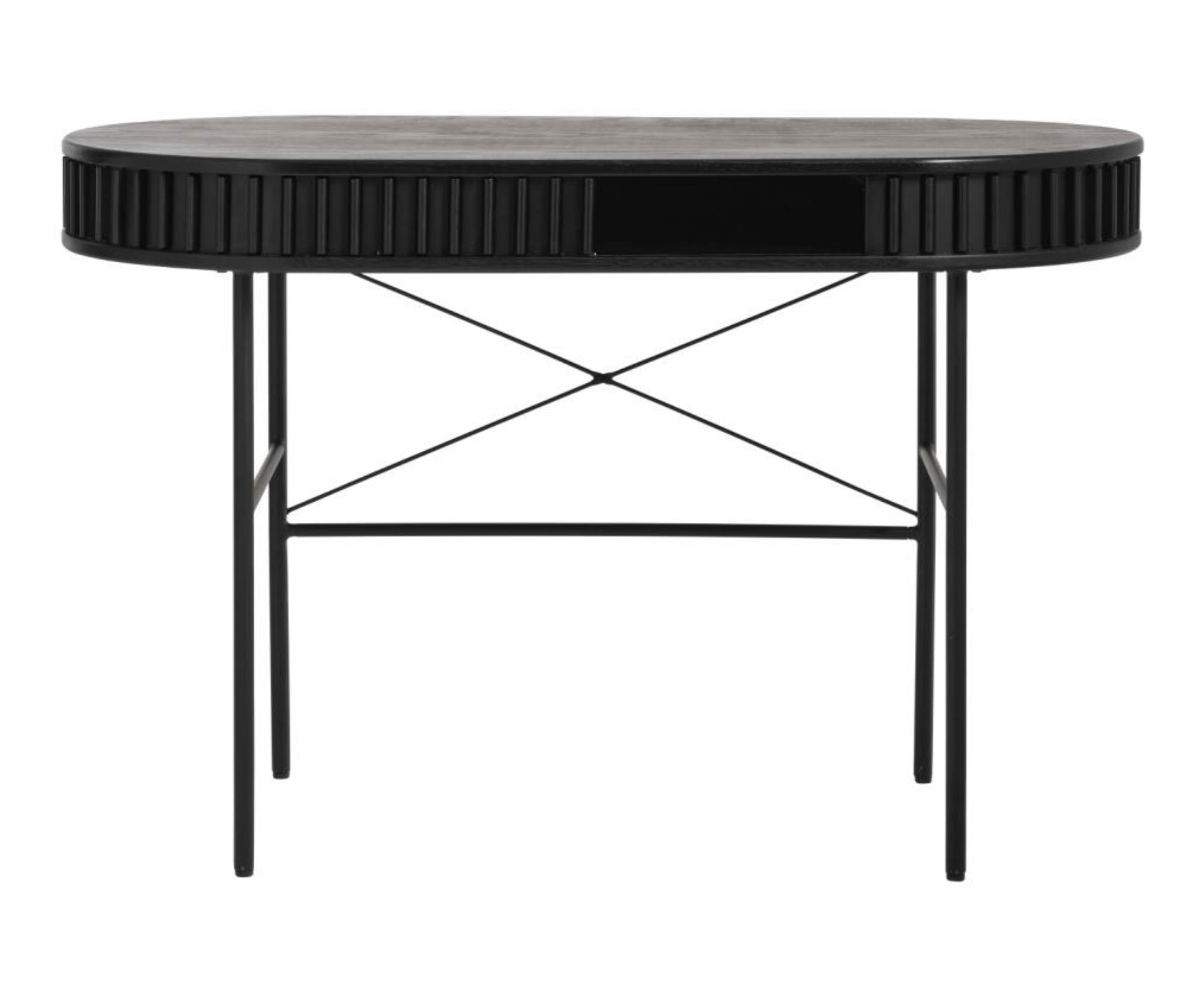 Biurko Ovitties 120x60 cm czarne lamele - wysokość 75 cm