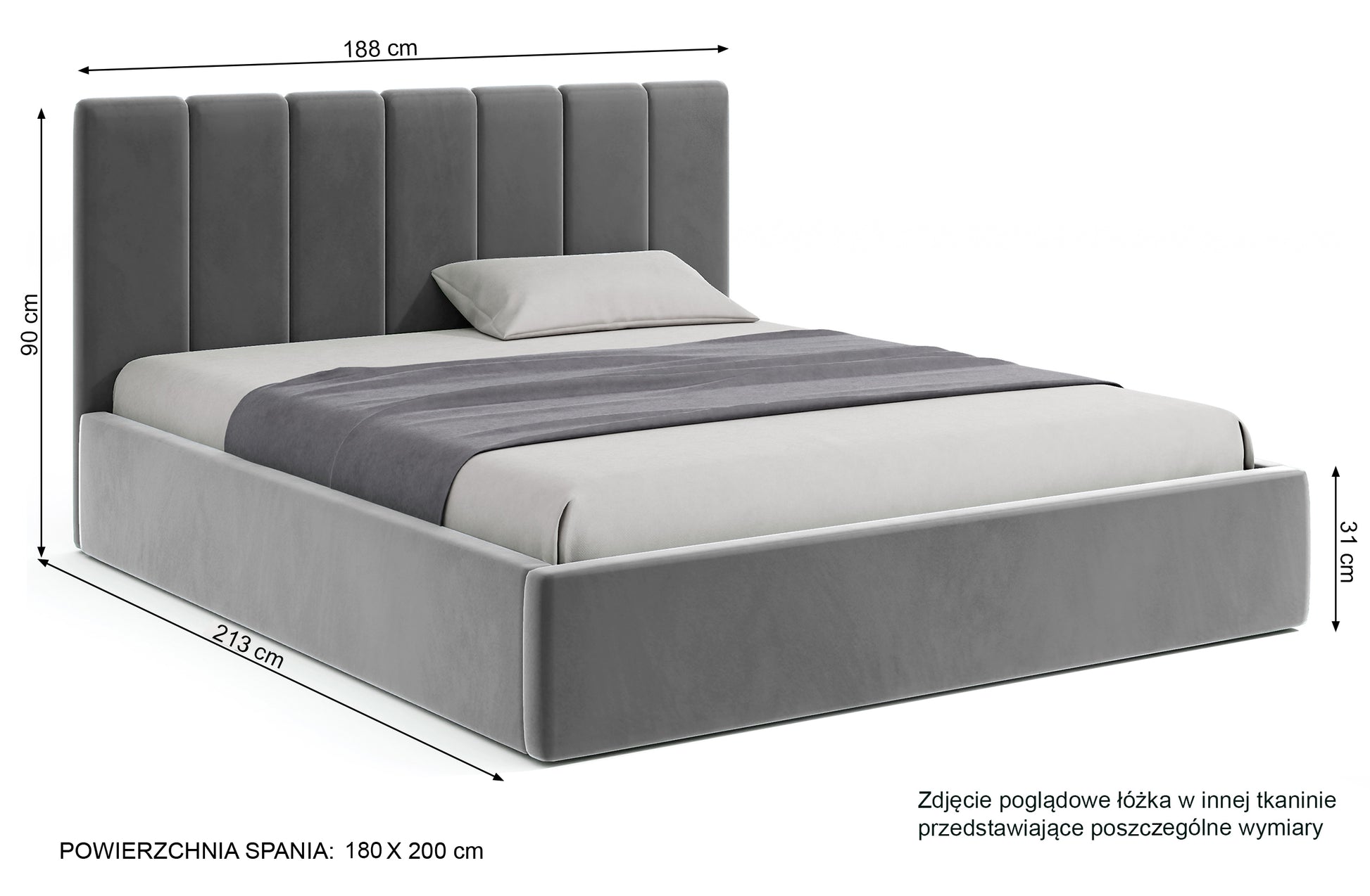 Łóżko tapicerowane Isara 180x200 cm z pojemnikiem kremowe - materiał drewno