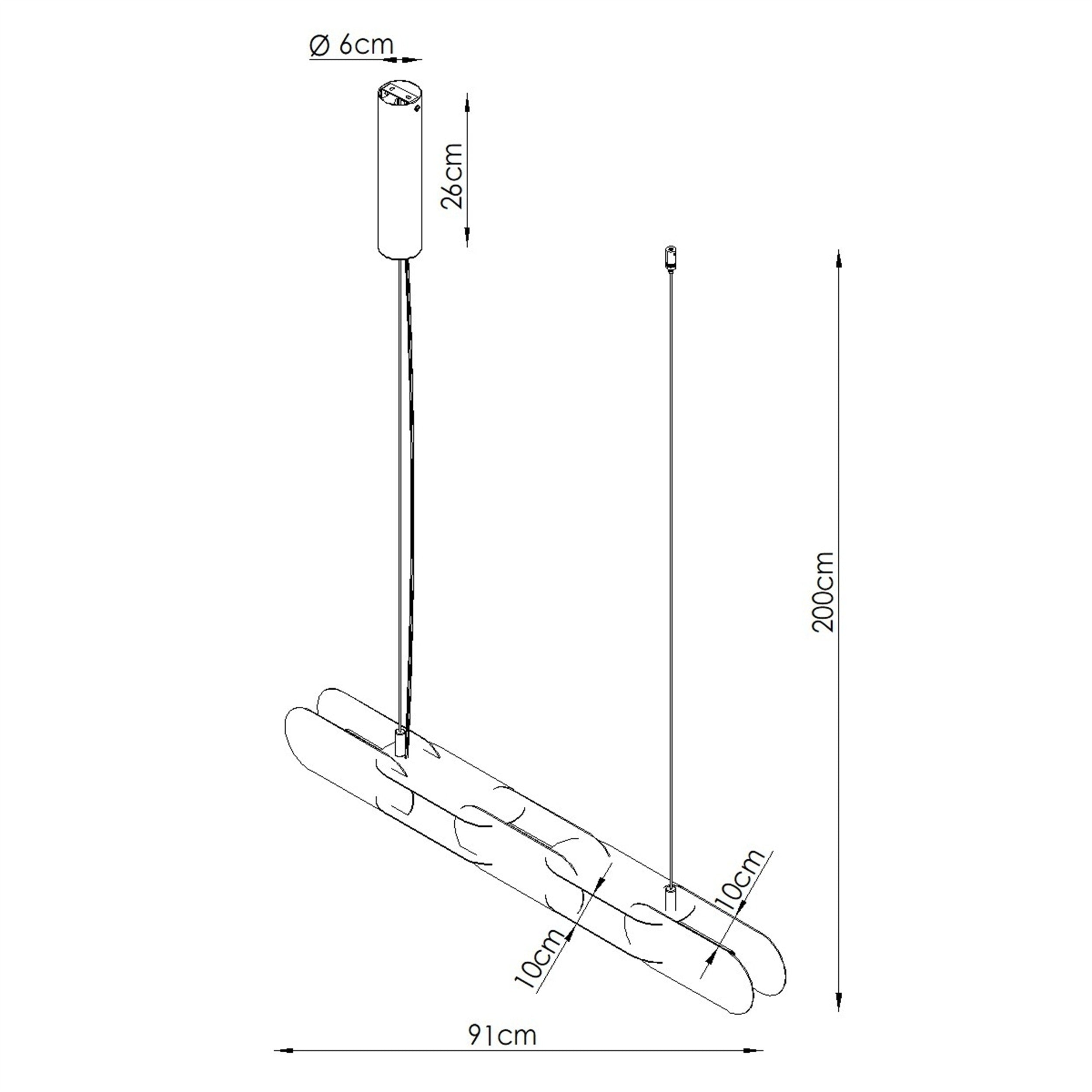 Lampa wisząca Chain 158 cm LED mocca