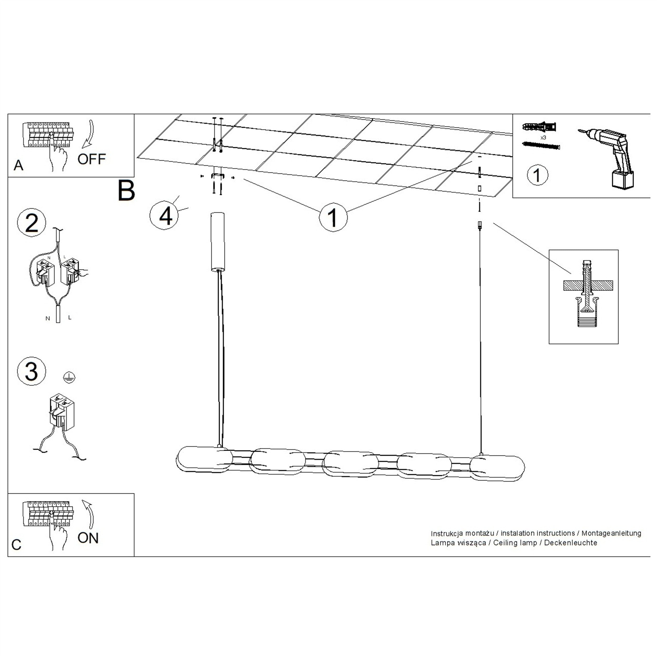 Lampa wisząca Chain 158 cm LED ultramaryna