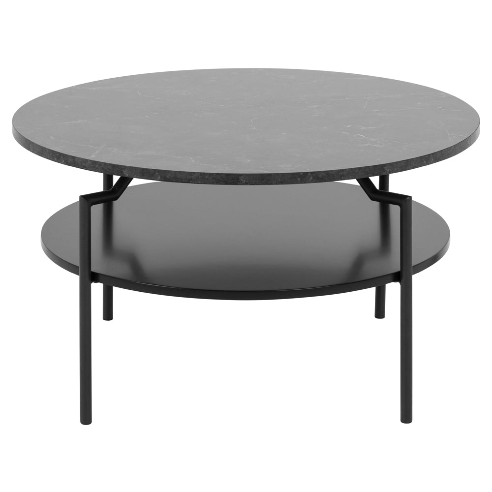 Stolik kawowy okrągły Cernik średnica 80 cm czarny marmur