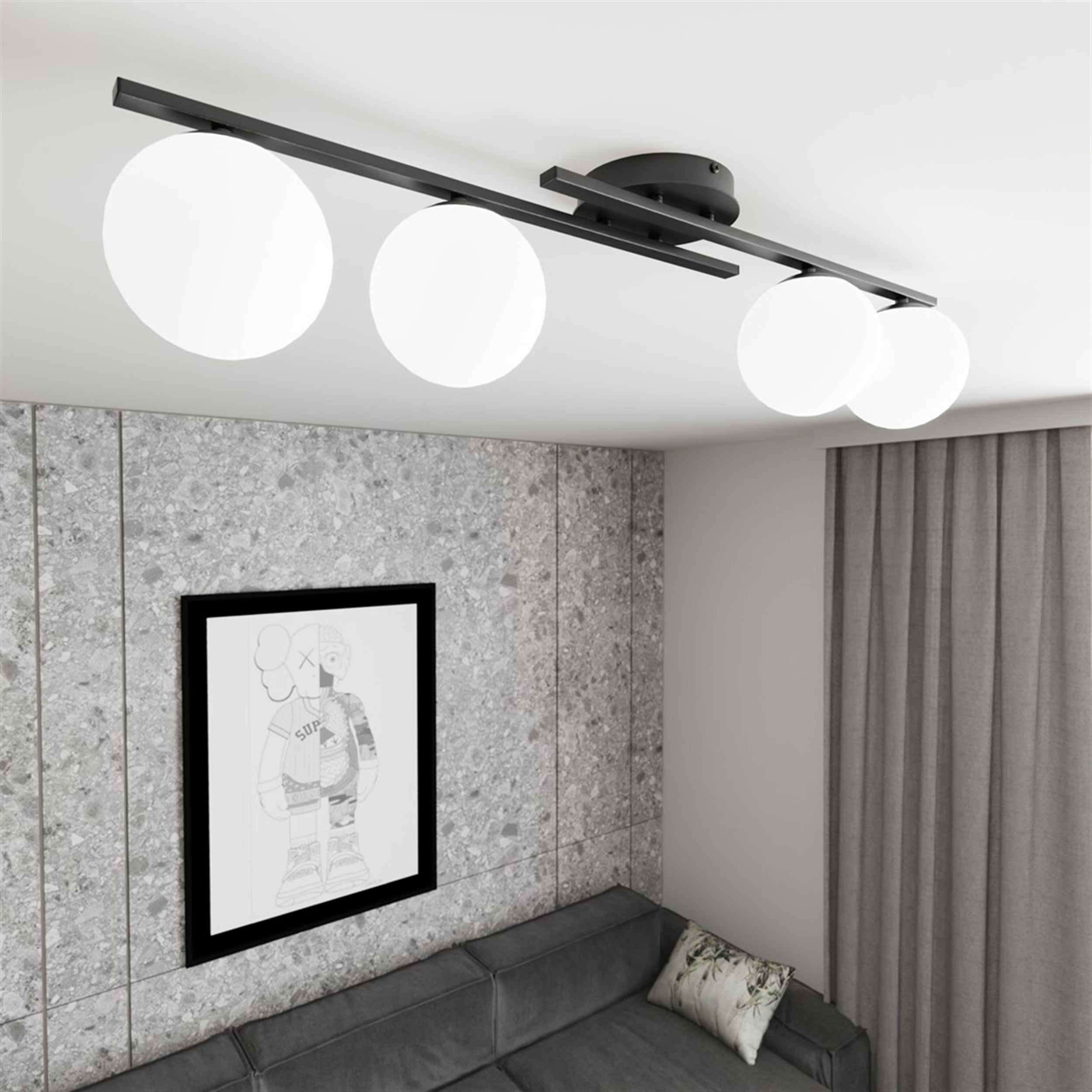 Lampa wisząca Kairo x4 czerń/biel
