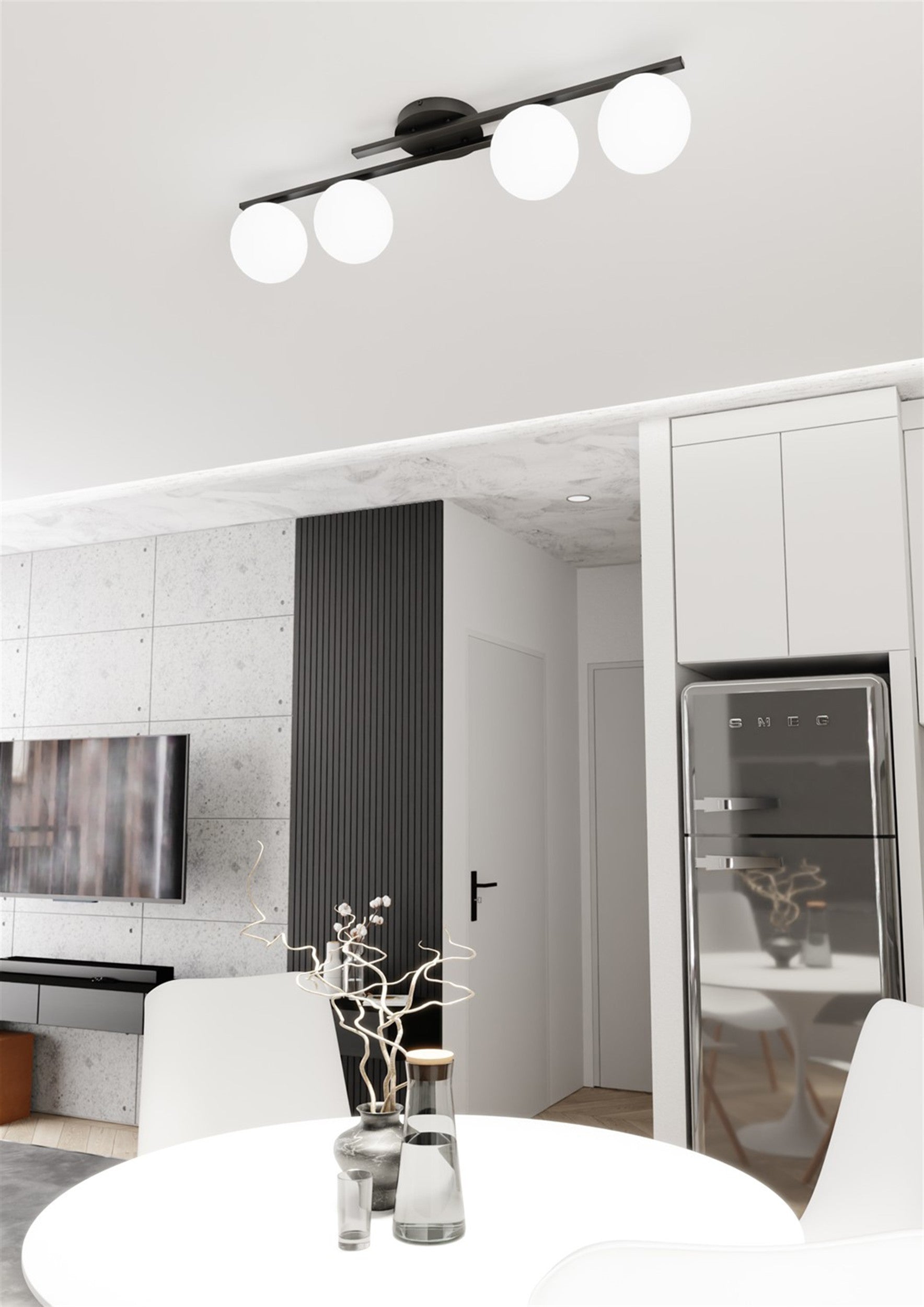 Lampa wisząca Kairo x4 czerń/biel