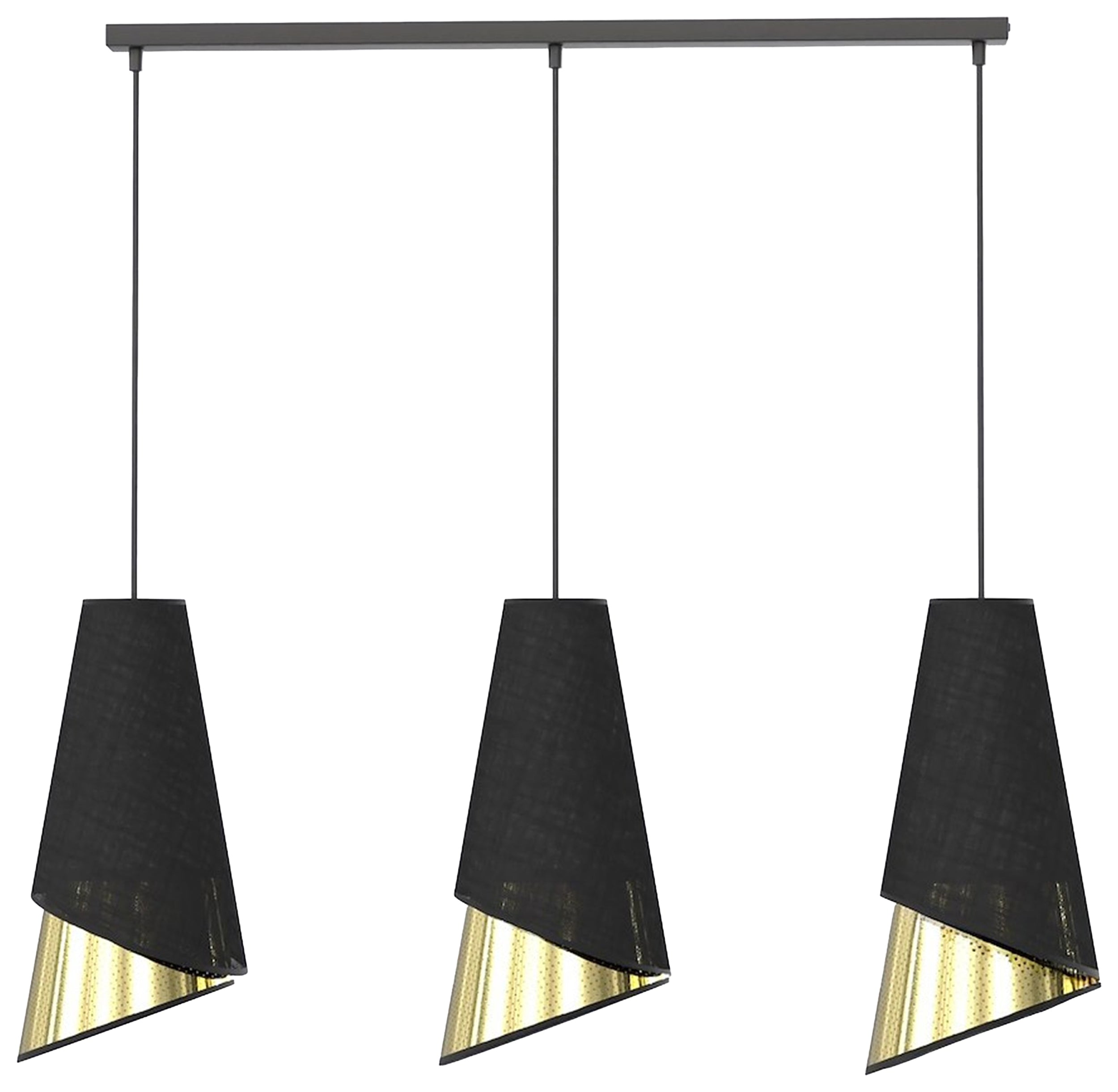 Lampa wisząca Moda x3 czerń/złoto