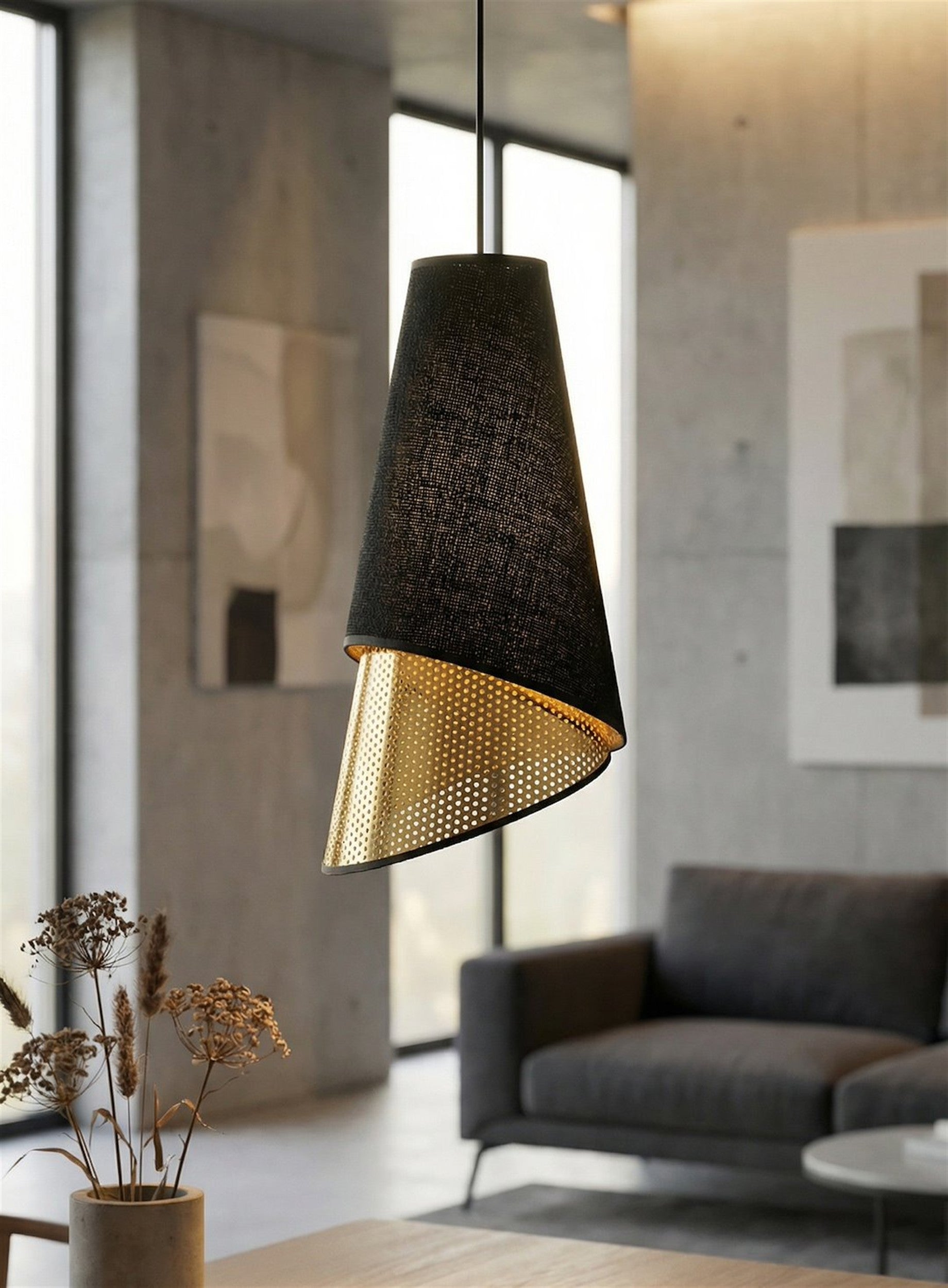 Lampa wisząca Moda x3 czerń/złoto