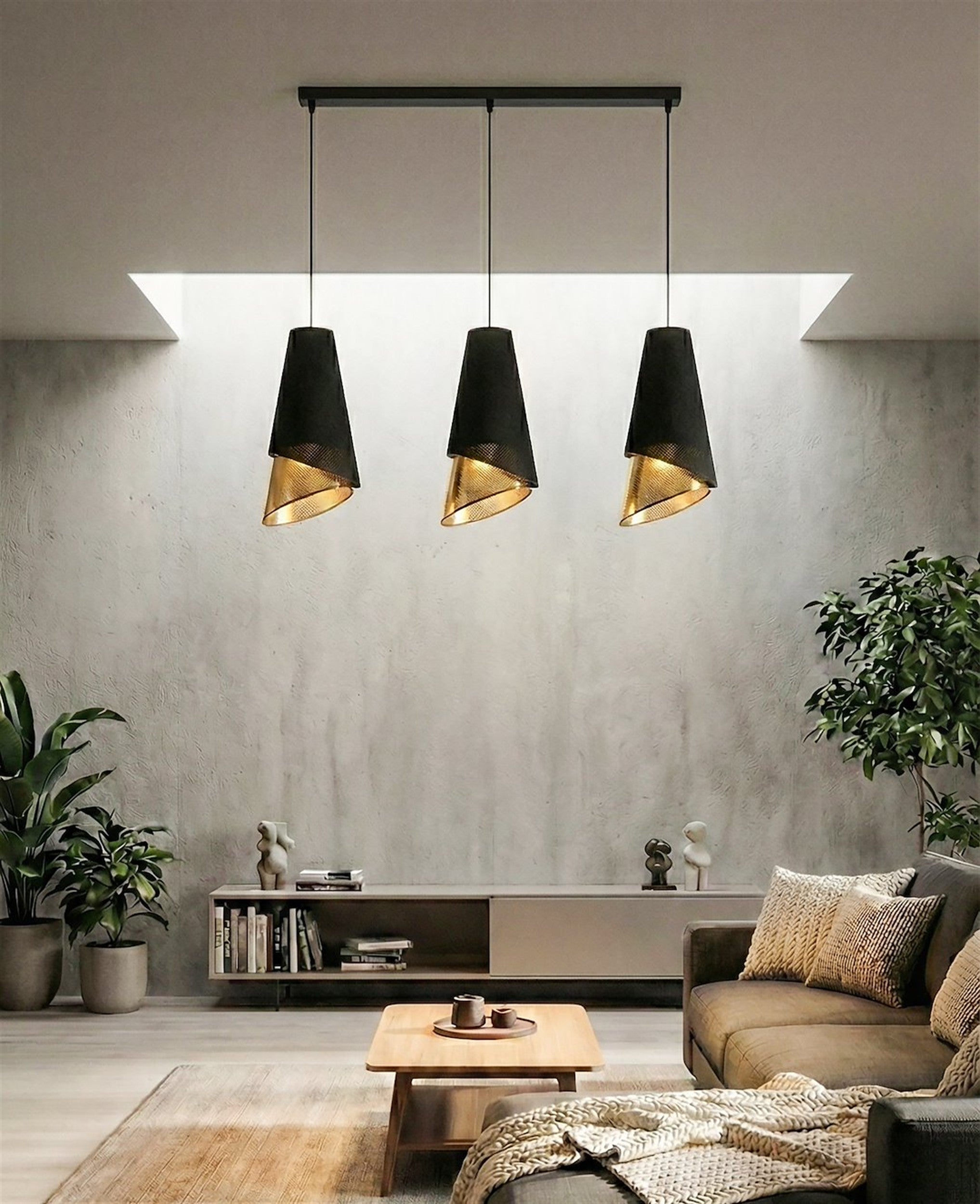 Lampa wisząca Moda x3 czerń/złoto