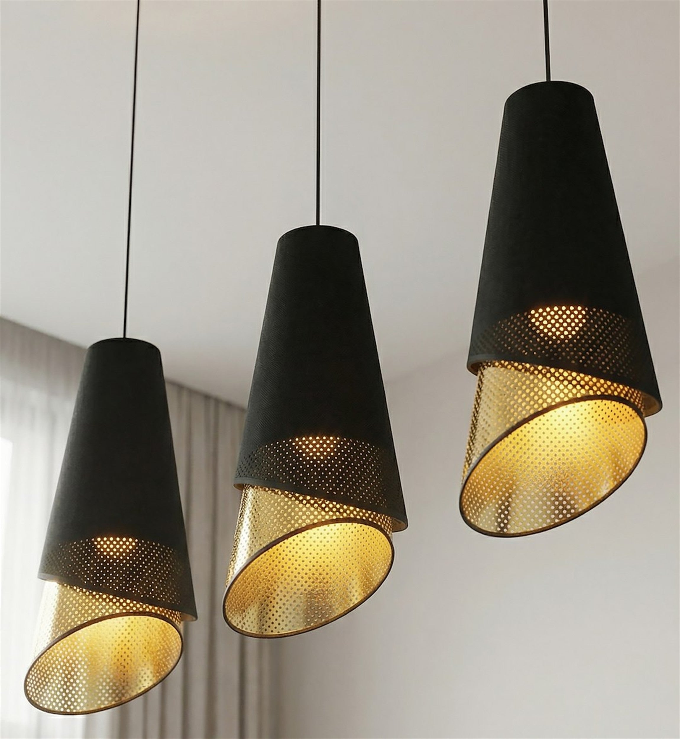 Lampa wisząca Moda x3 czerń/złoto