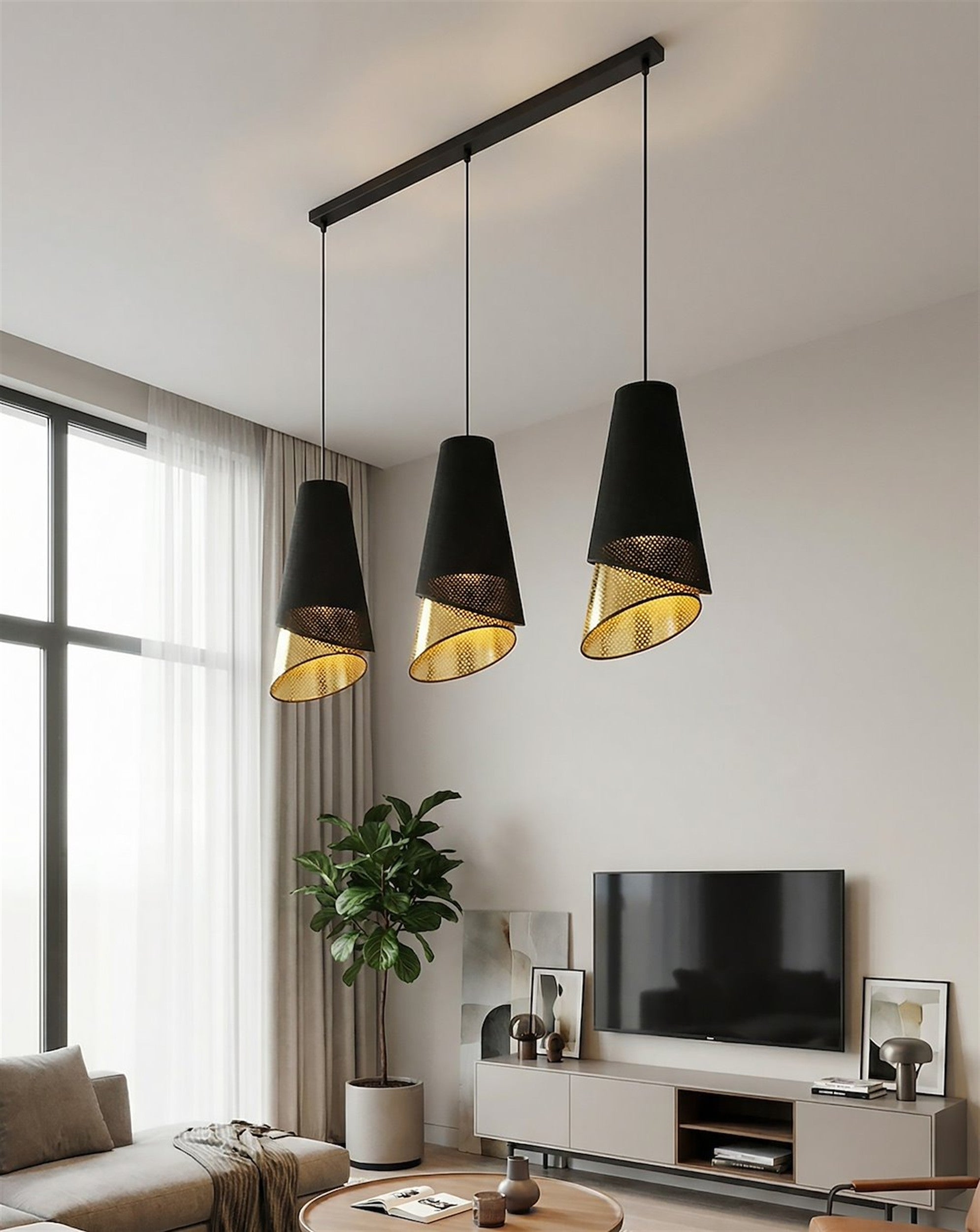 Lampa wisząca Moda x3 czerń/złoto