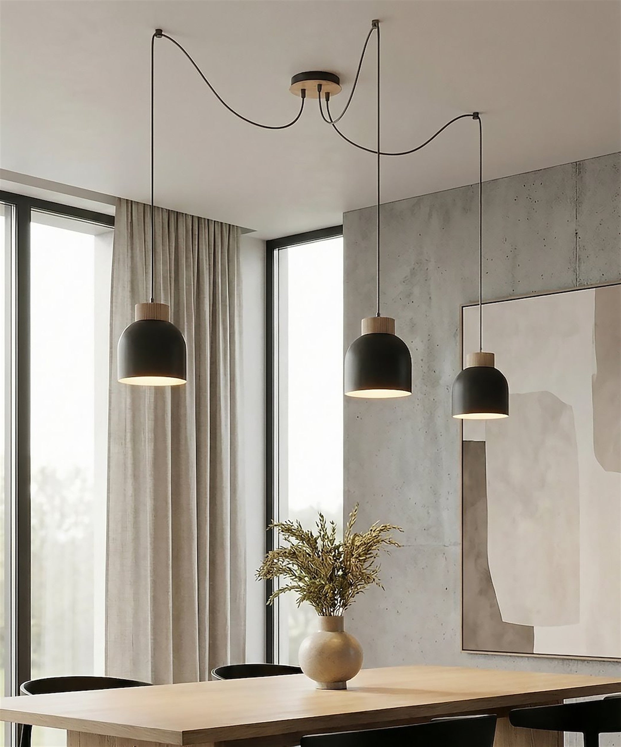 Lampa wisząca Kru x3 czarna