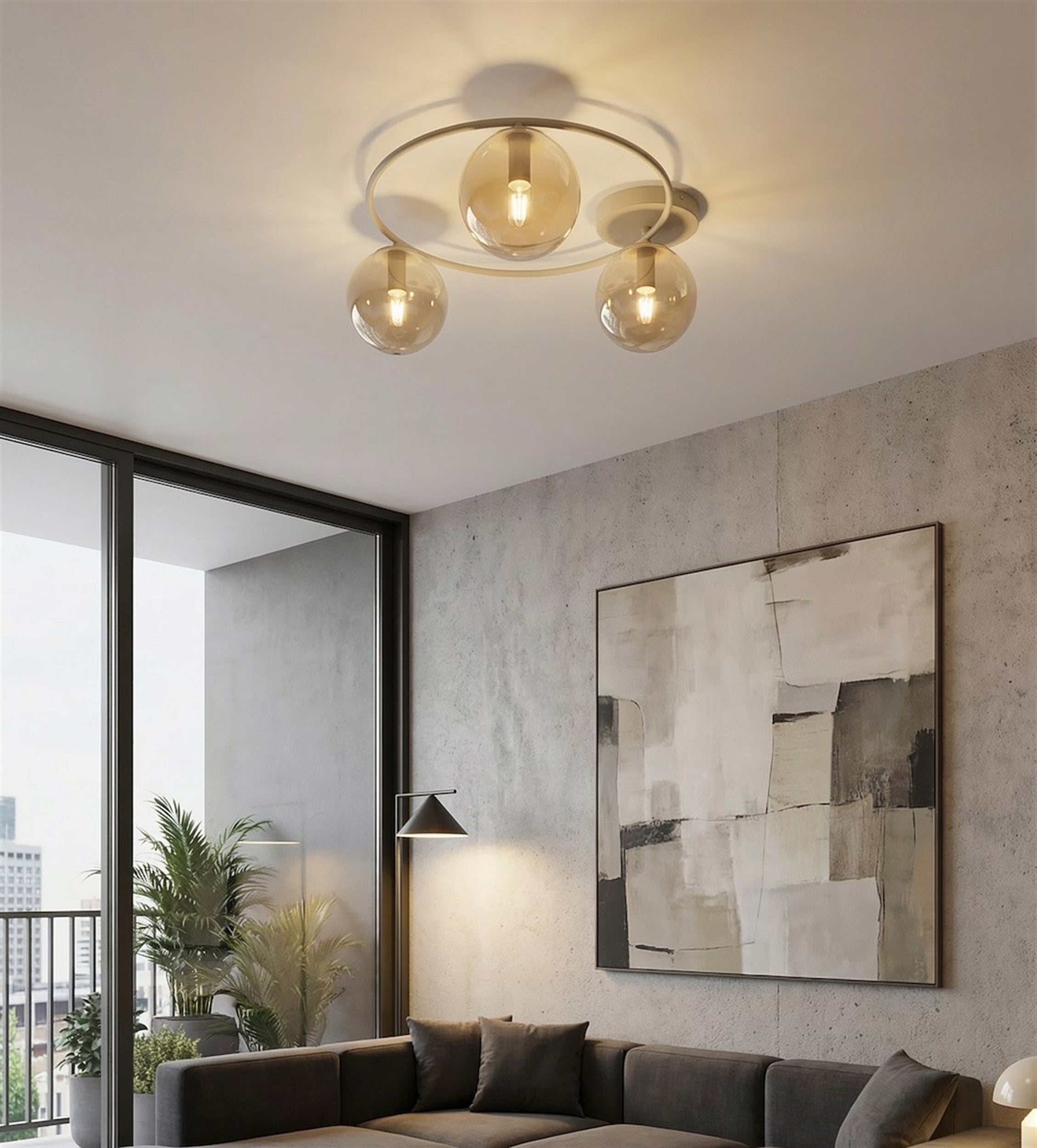 Lampa wisząca Sopra x3 mokka bursztyn