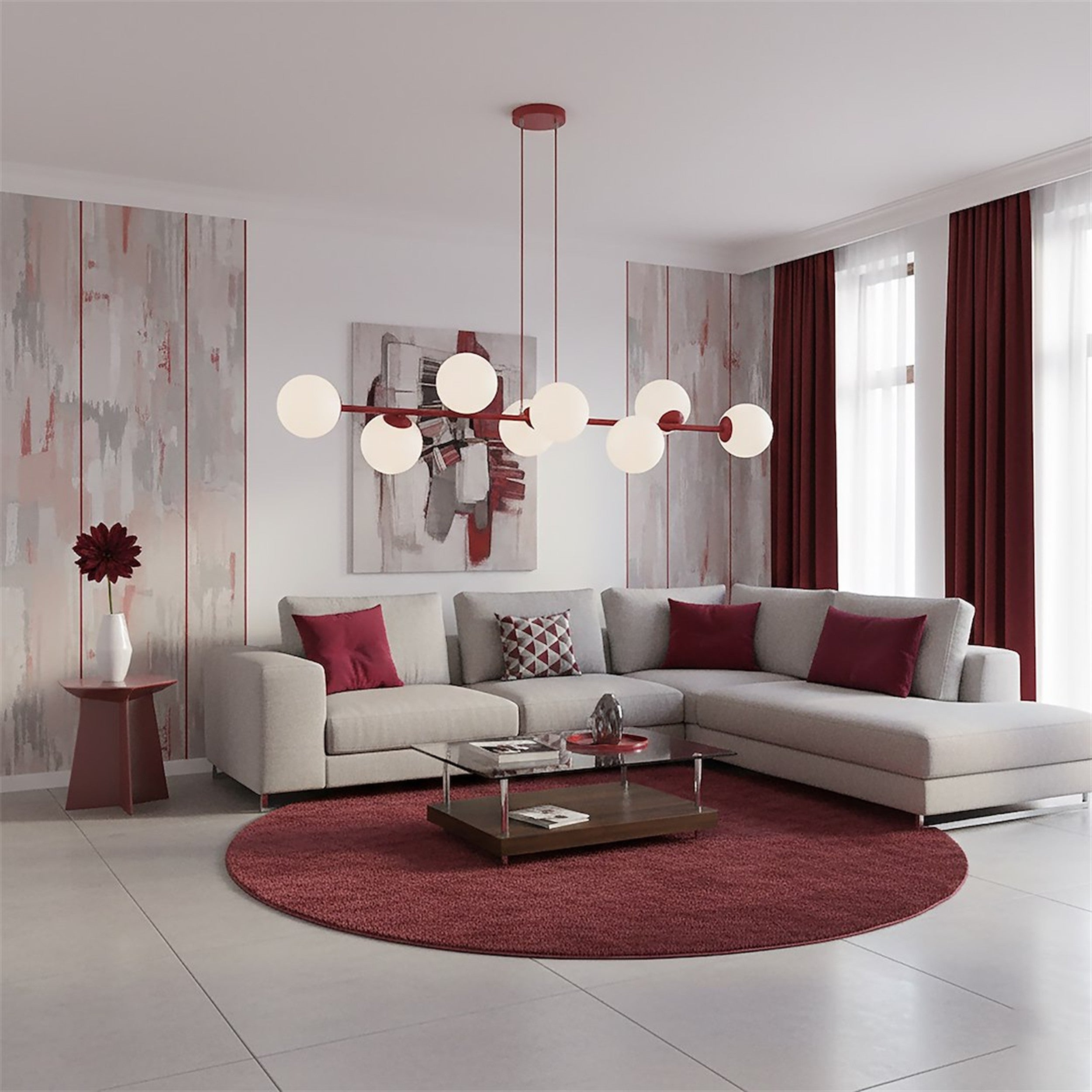 Lampa wisząca Magnus x8 burgund opal