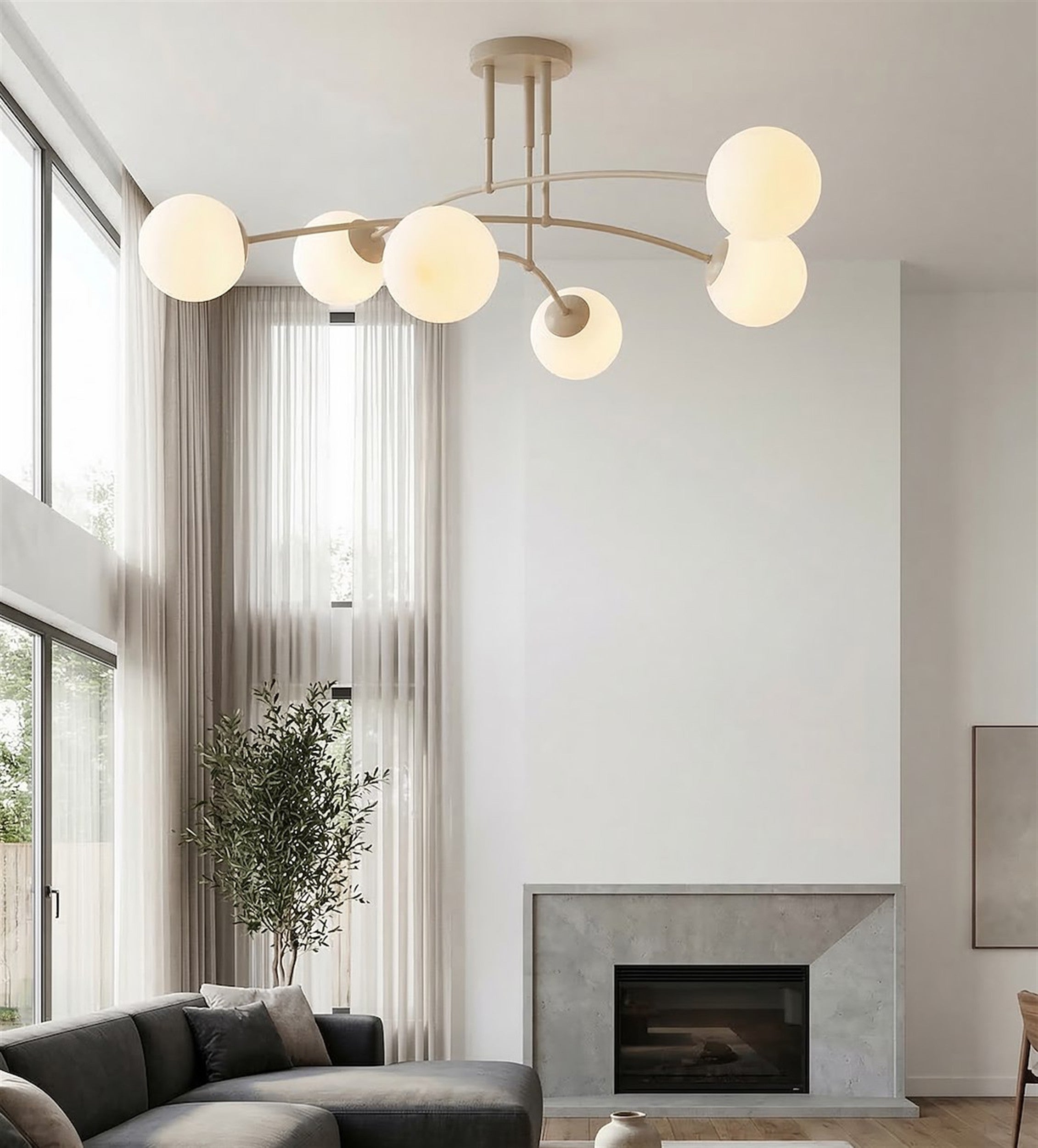 Lampa wisząca Pregos x6 mokka opal