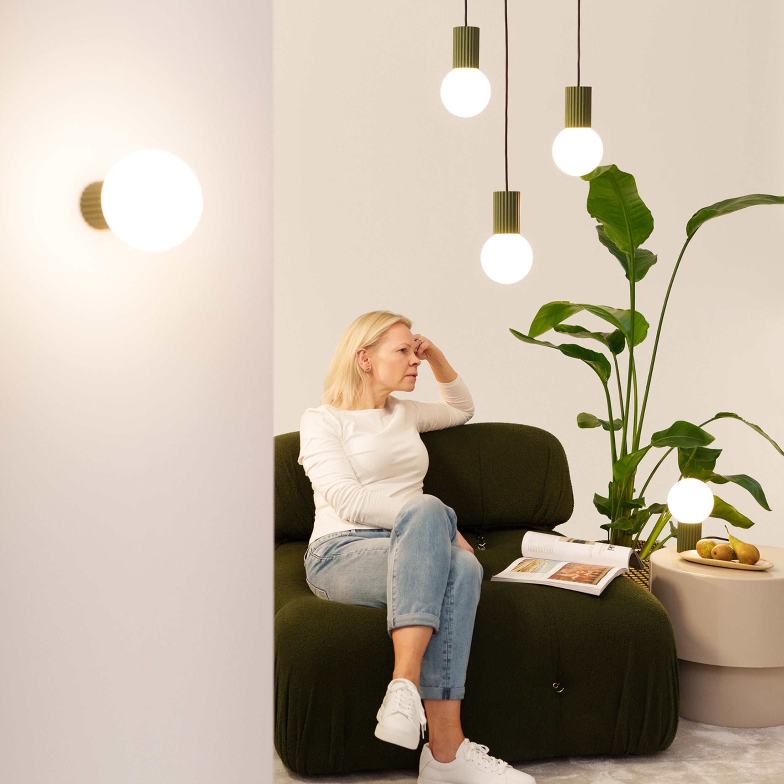 Lampa stołowa Halo zielona oliwka