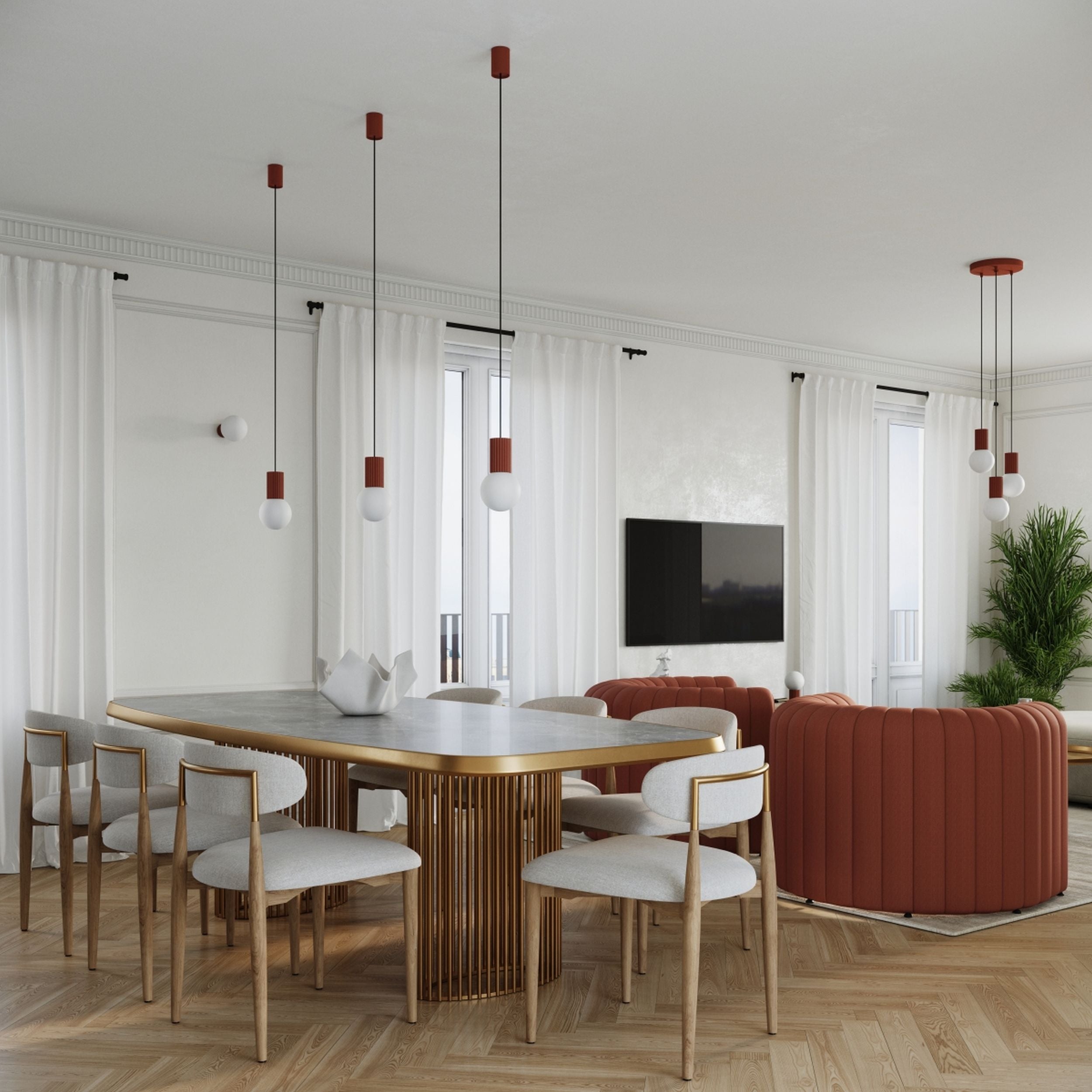 Lampa wisząca Halo 1 ochra czerwona