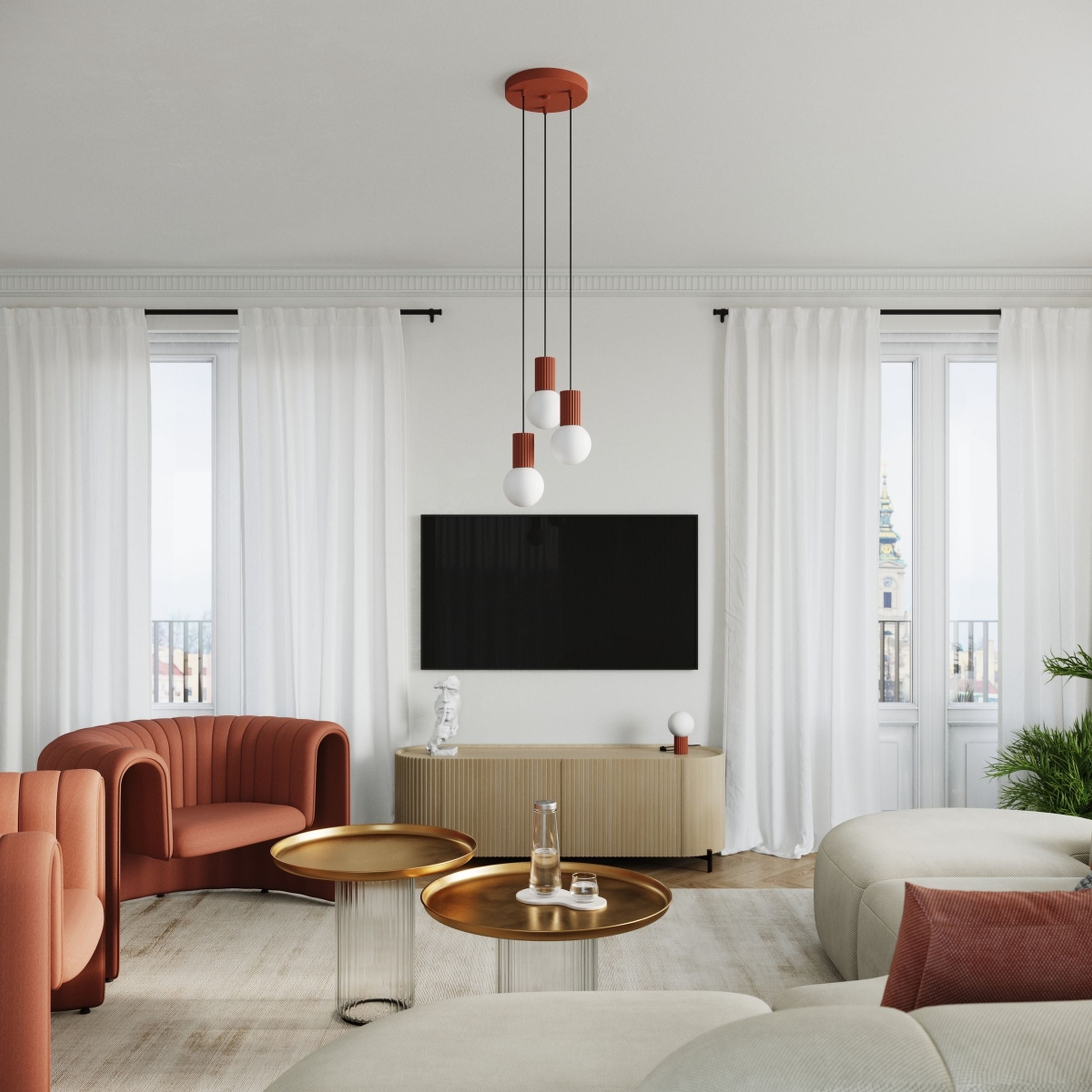 Lampa wisząca Halo 3P ochra czerwona