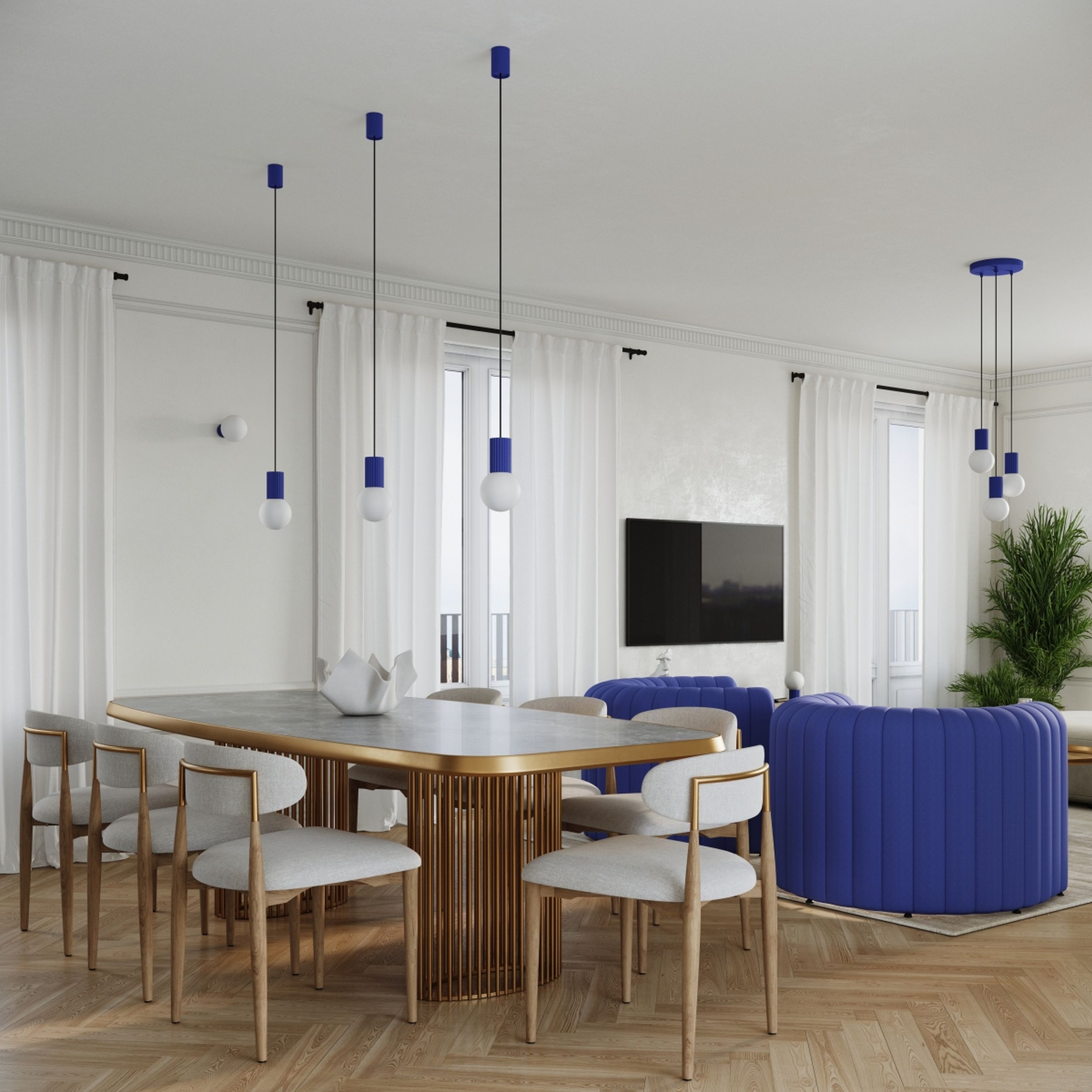 Lampa wisząca Halo 1 ultramaryna