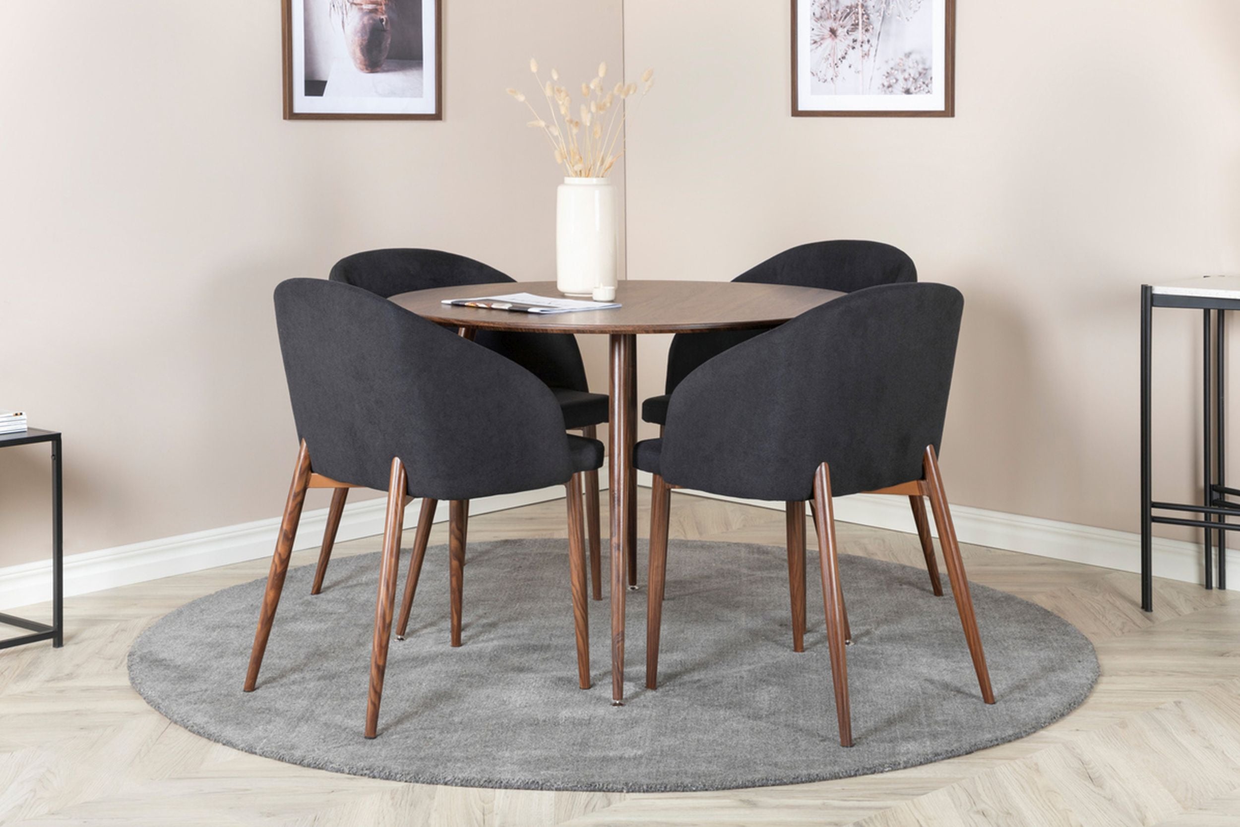 Stół Plaza okrągły blat średnica 100 cm orzech - materiał metal