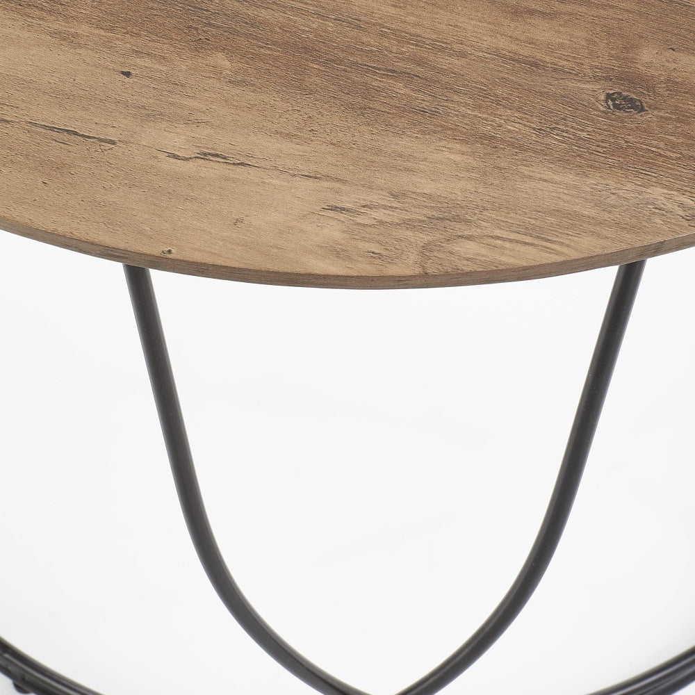 Stolik kawowy Joeo o średnicy 60 cm orzech - czarna podstawa - materiał metal