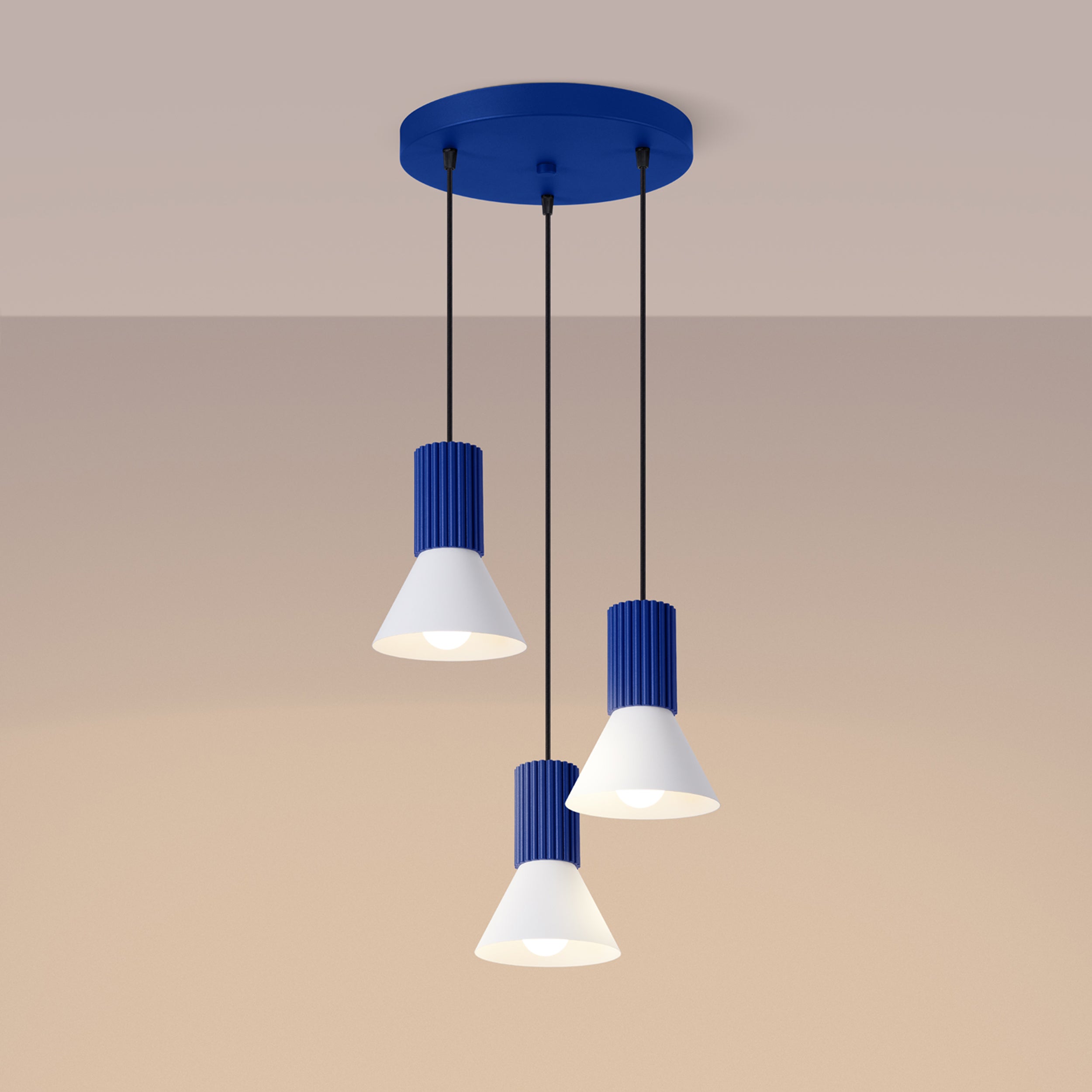 Lampa wisząca Estria x3 biała/ultramaryna
