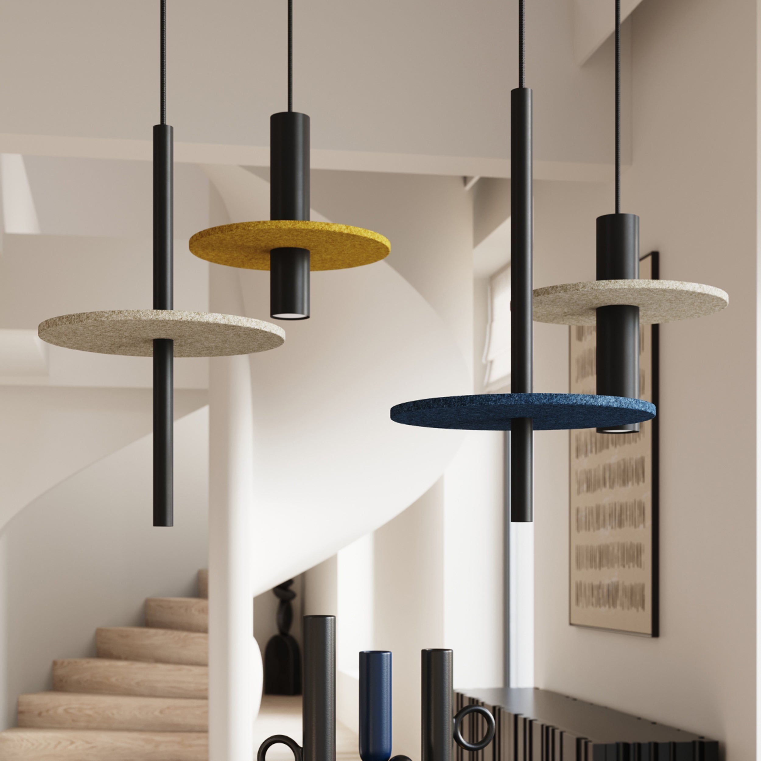 Lampa wisząca Pelta czarna/beżowa