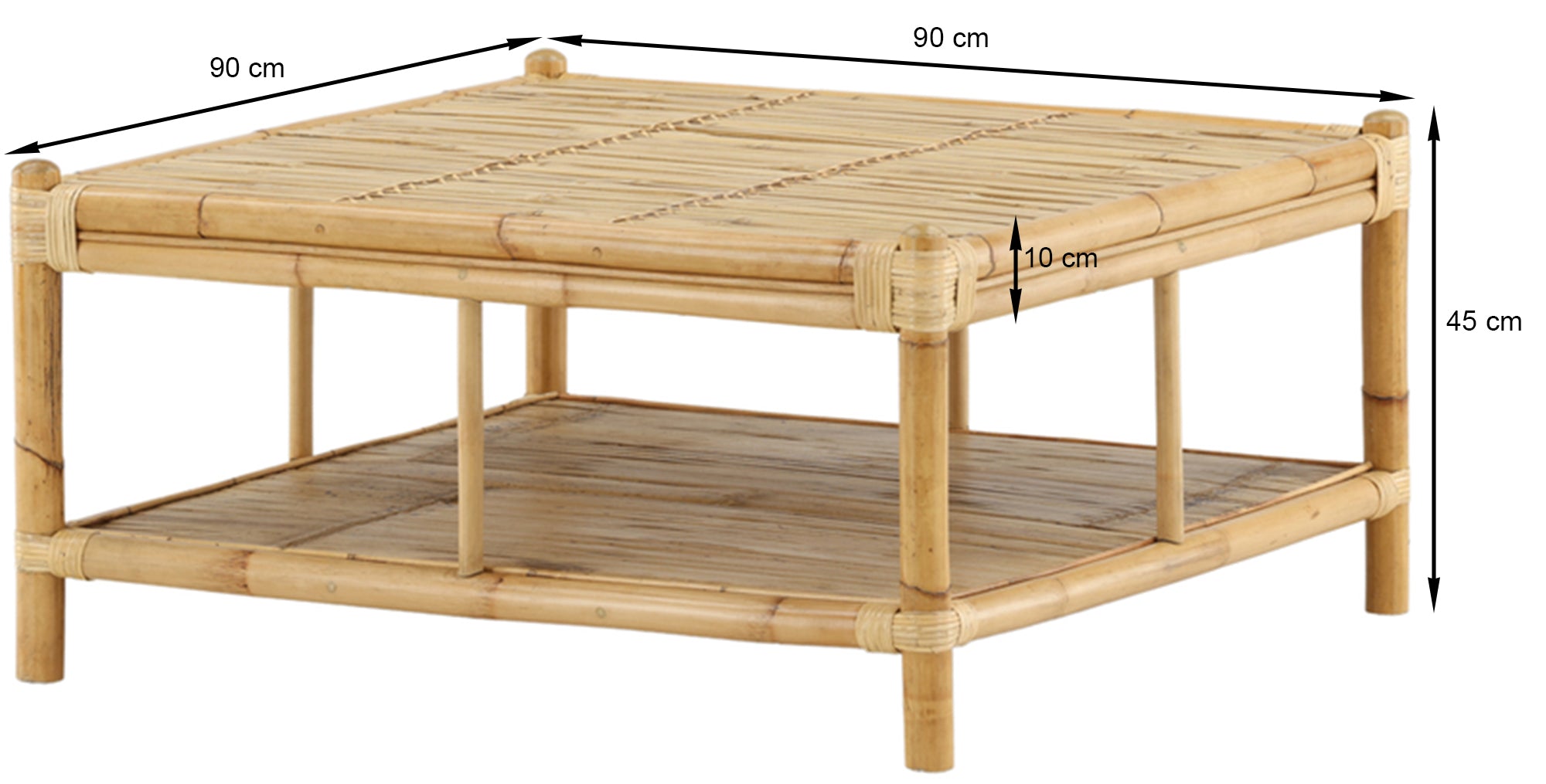 Stolik ogrodowy Aurory 90x90 cm z pólką bambus