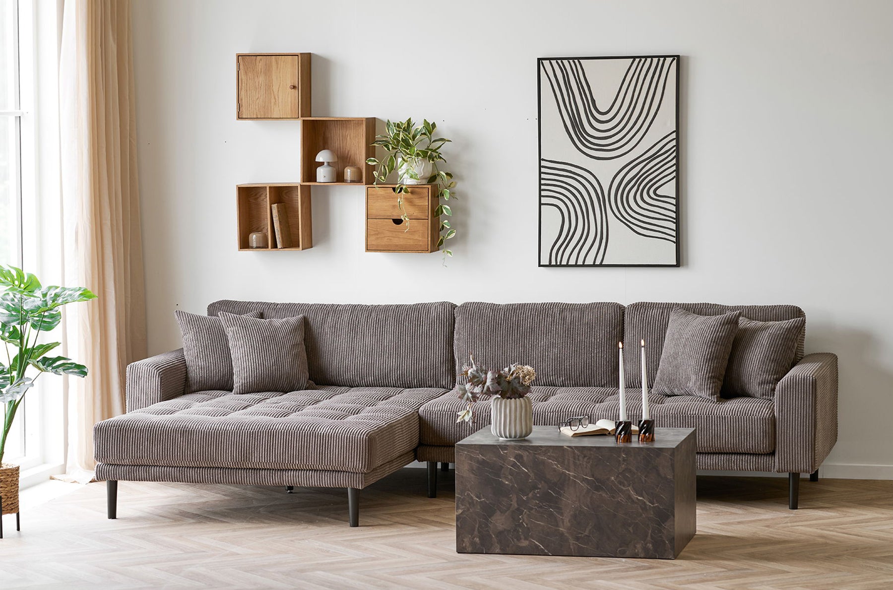 Stolik kawowy Asserves 60x80 cm brązowy marmur
