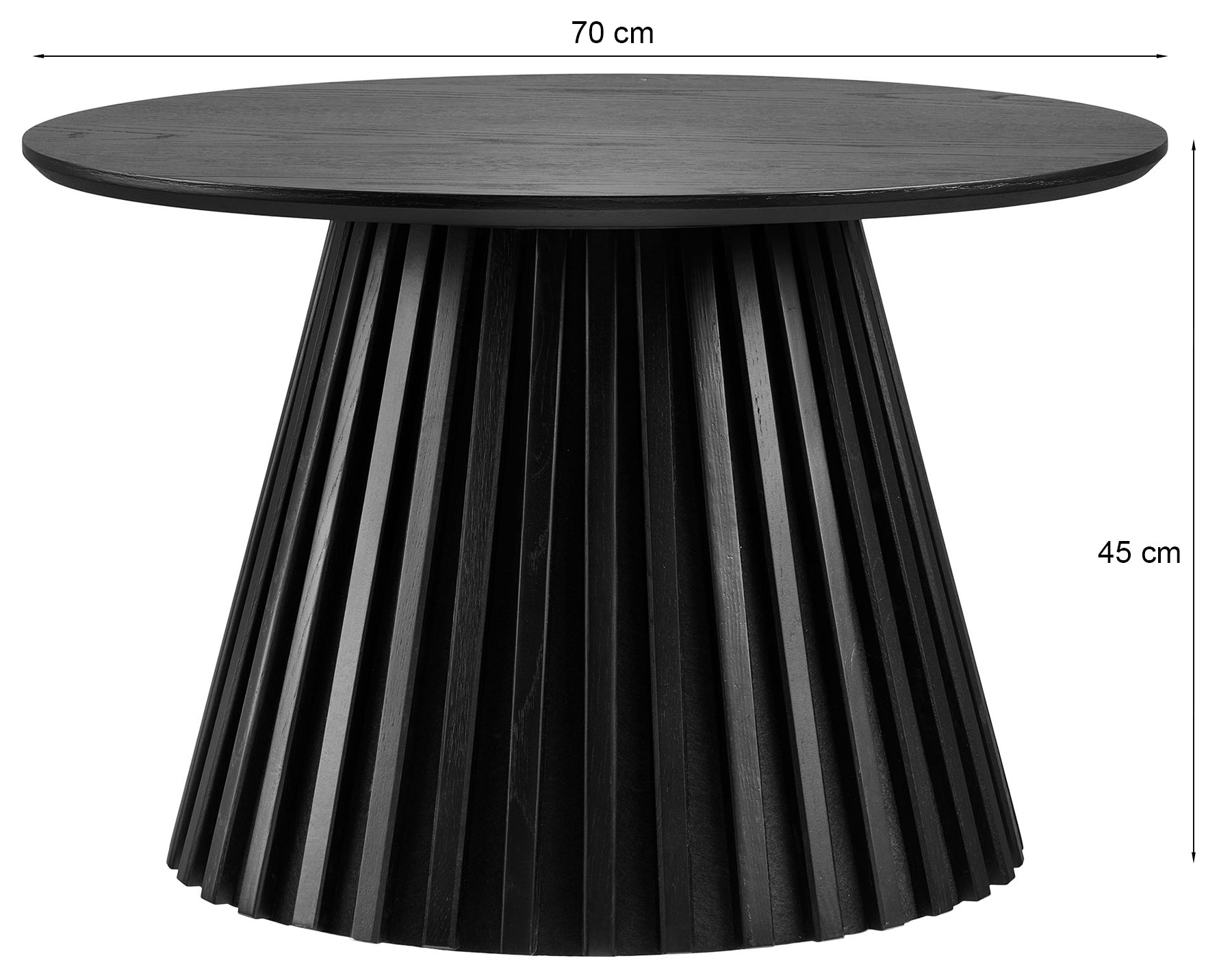Stolik kawowy Nenters okrągły 70 cm dąb czarny - szerokość 70 cm