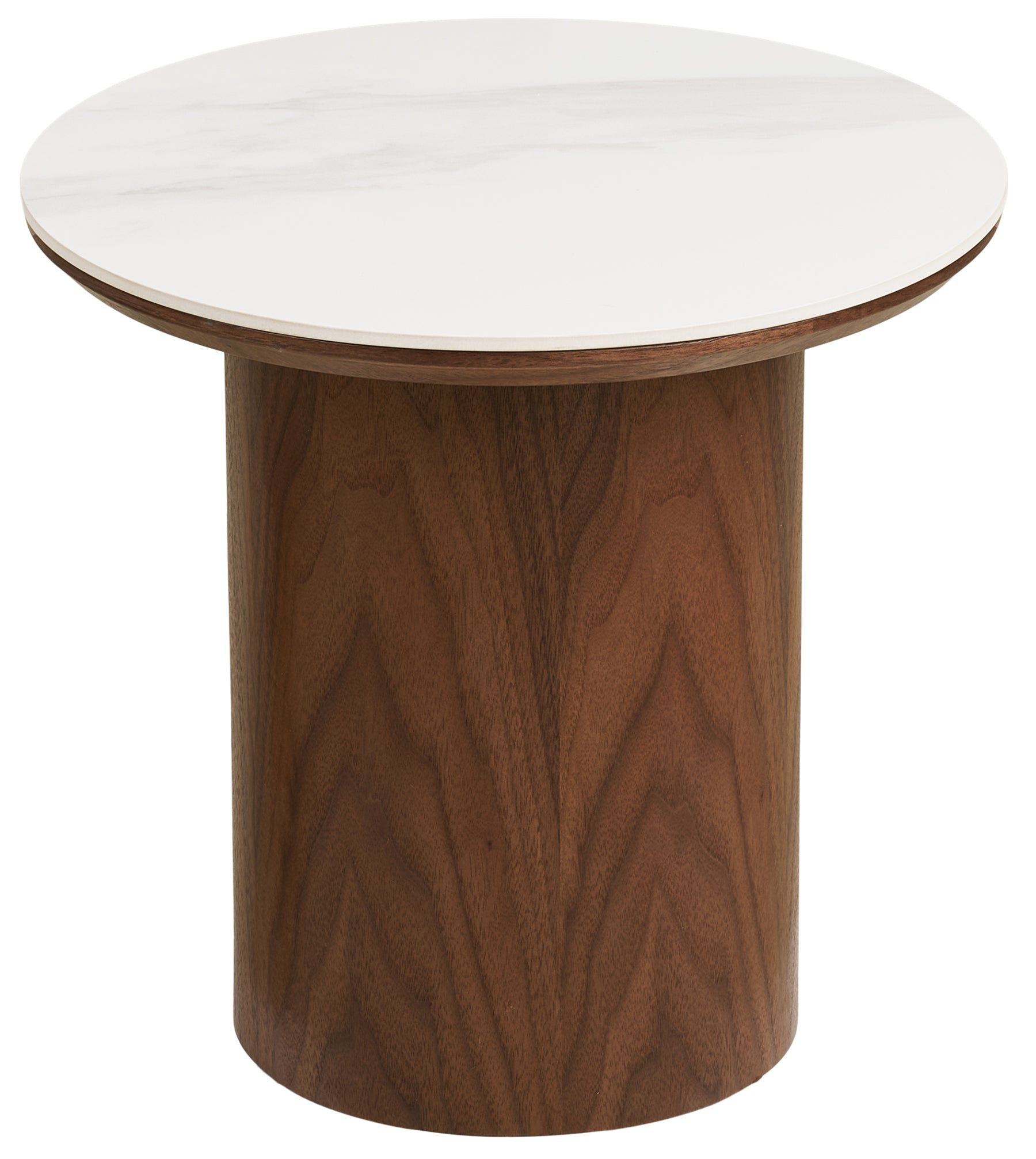 Stolik boczny Noli okrągły 40 cm orzech ceramiczny blat