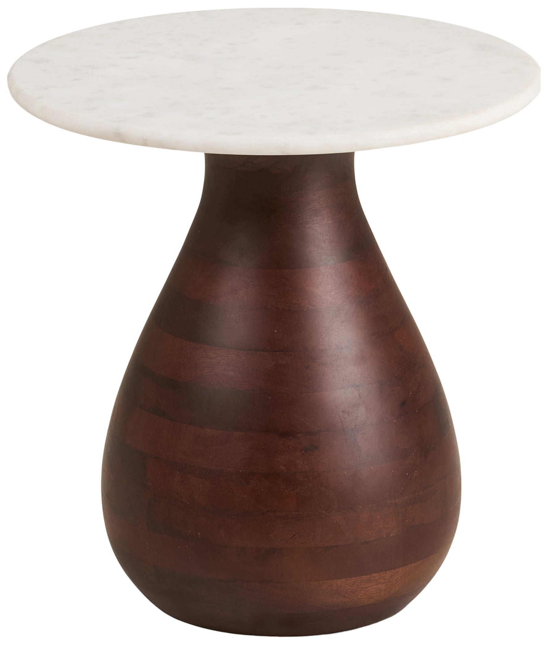 Stolik kawowy Heide okrągły 40 cm drewno mango marmurowy blat