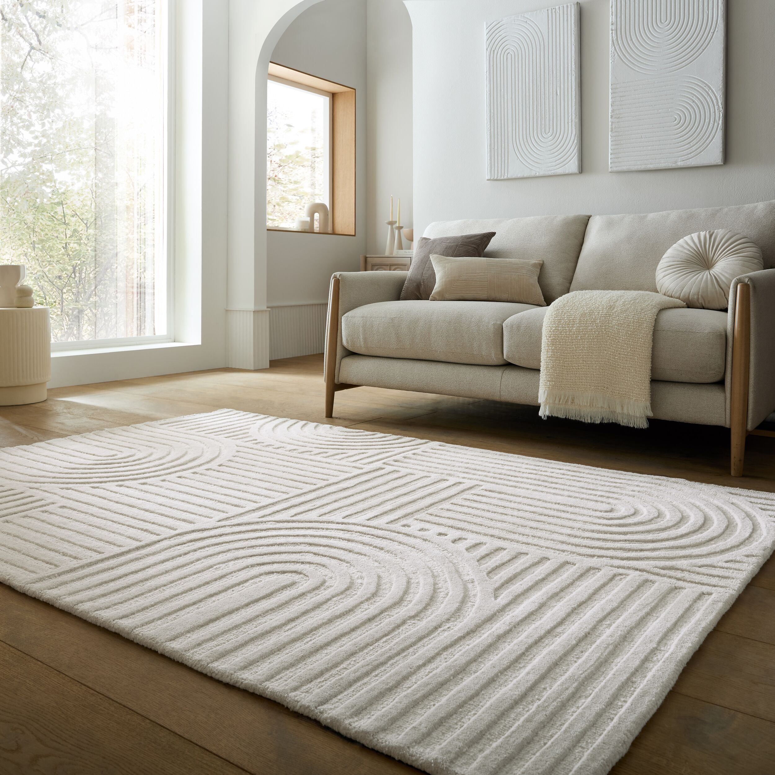 Dywan wełniany ręcznie wykonany Zen Garden 200x290 cm beżowy