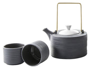 Zestaw do herbaty porcelanowy Toczony czarny