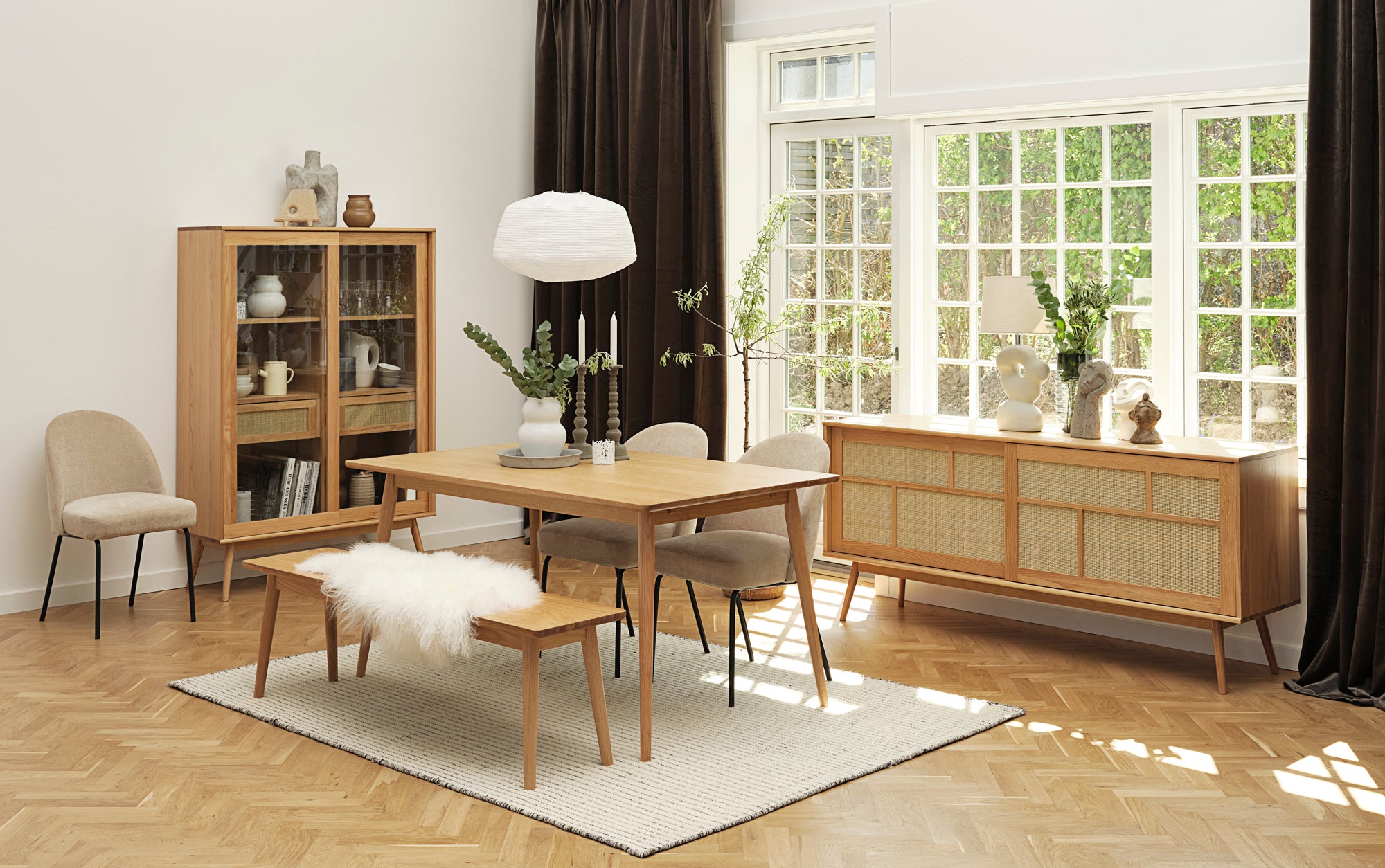 Komoda Visimmy 180 cm dąb/plecionka