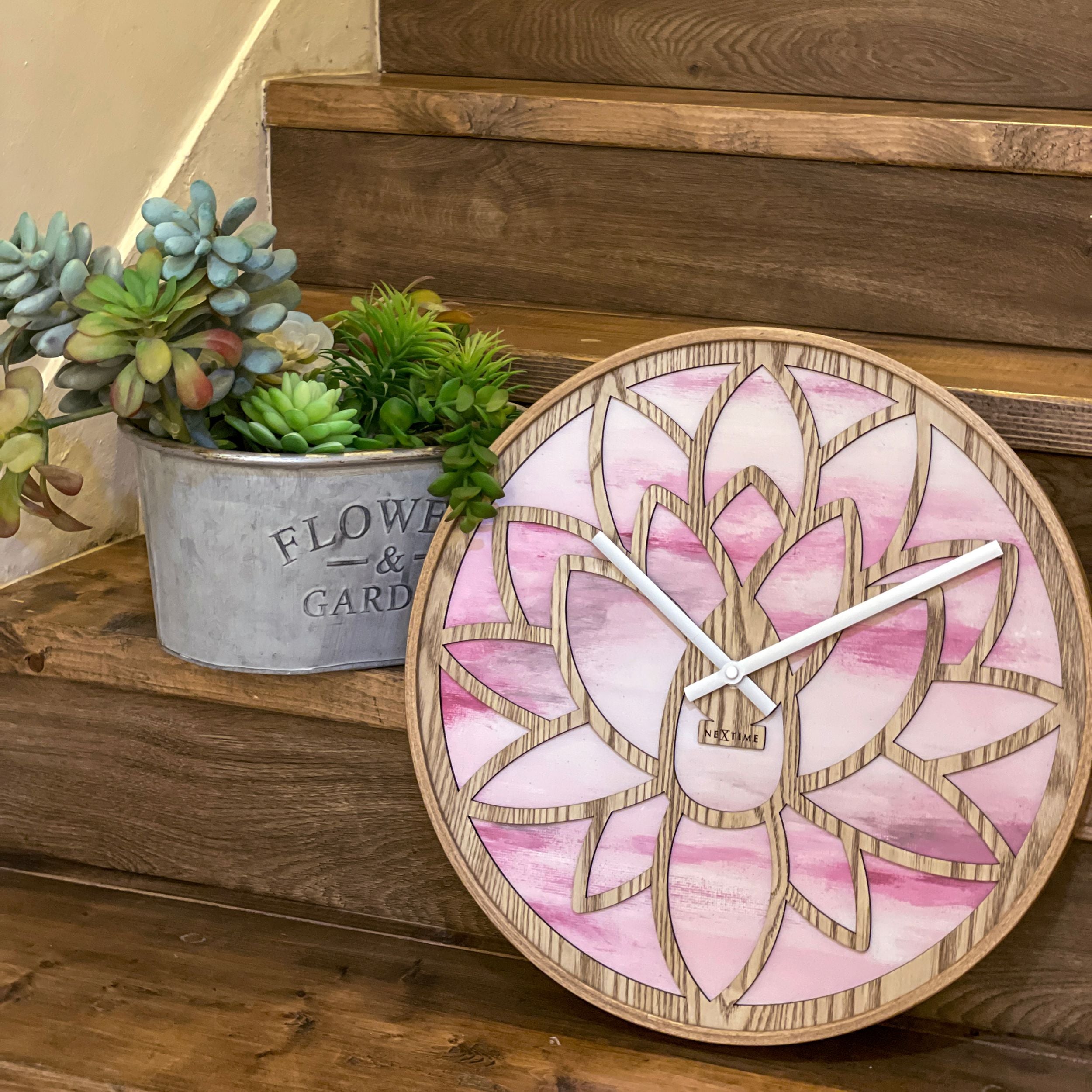Zegar ścienny Lotus 40 cm różowo-brązowy