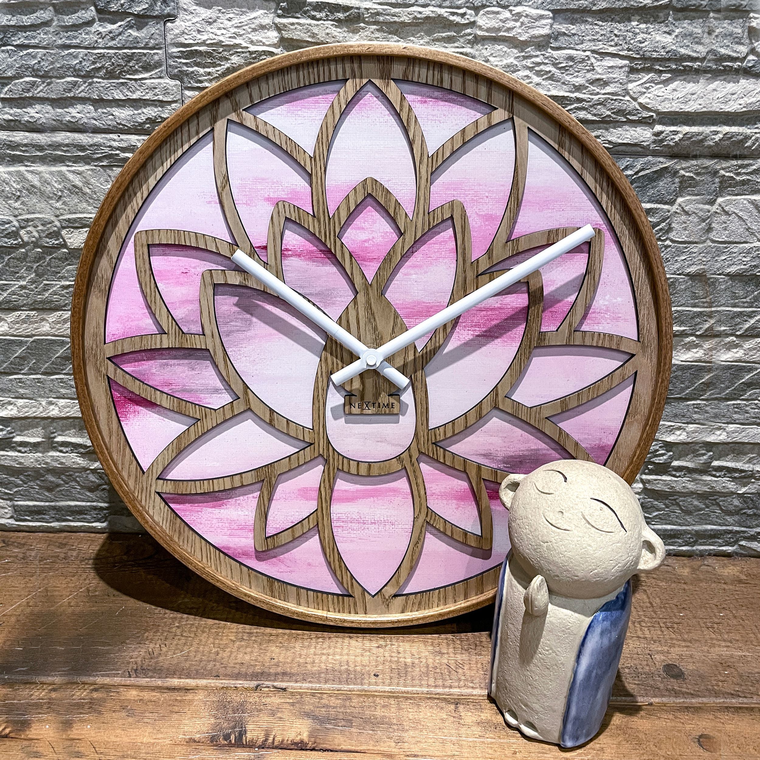 Zegar ścienny Lotus 40 cm różowo-brązowy