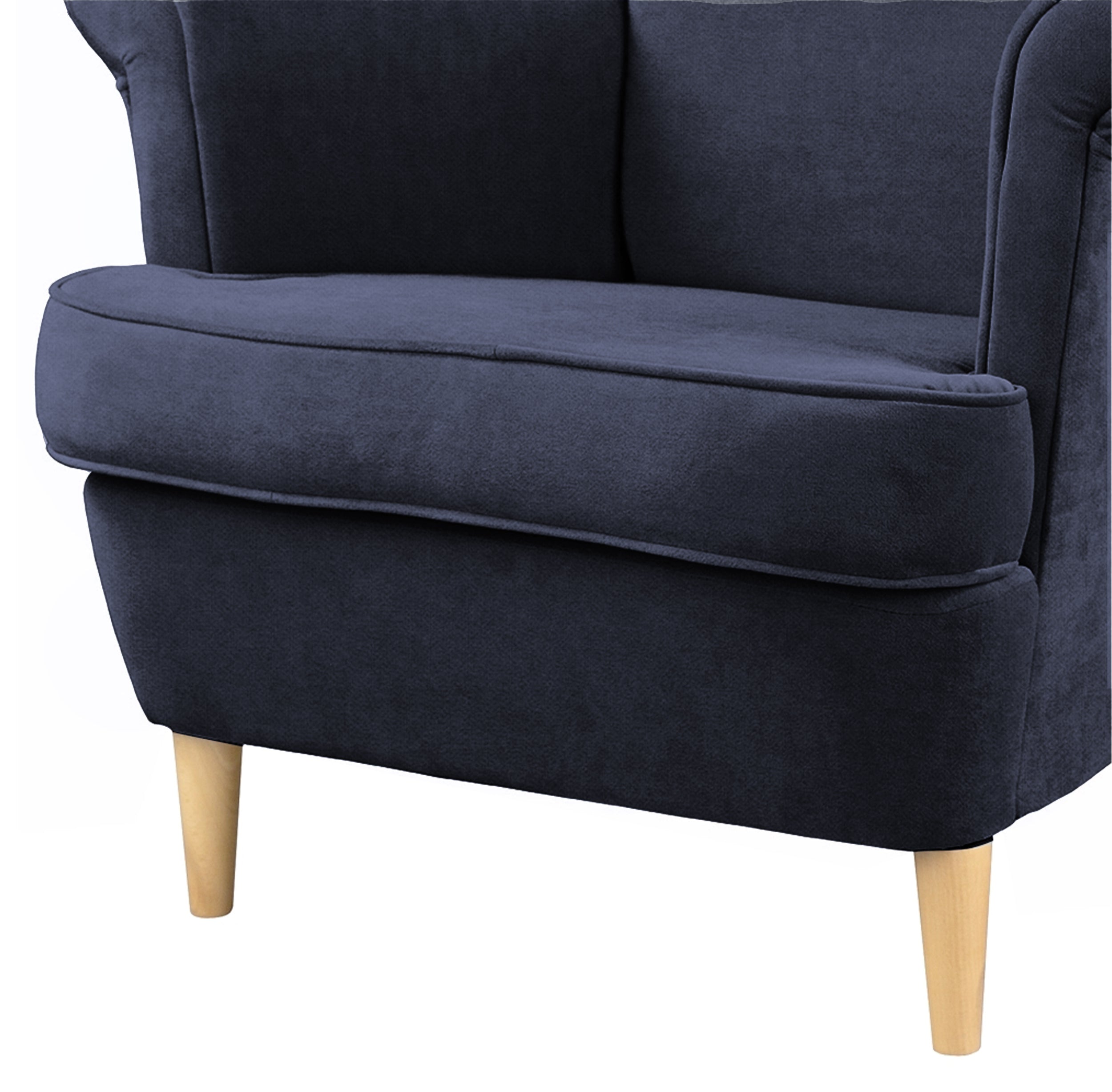 Fotel Malmo z podnóżkiem granatowy w tkaninie Easy Clean - wysokość 103 cm