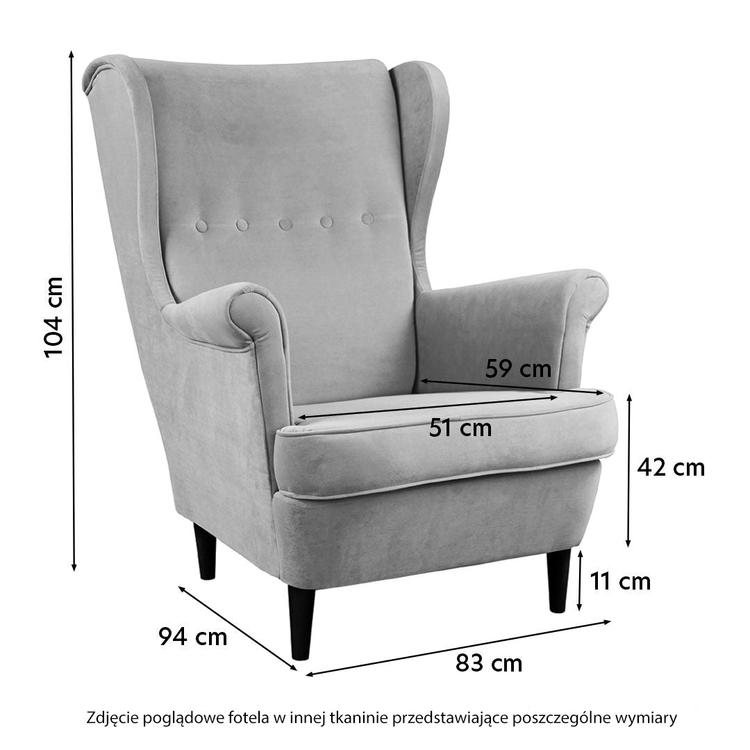 Fotel Malmo z podnóżkiem granatowy w tkaninie Easy Clean - meble do salonu