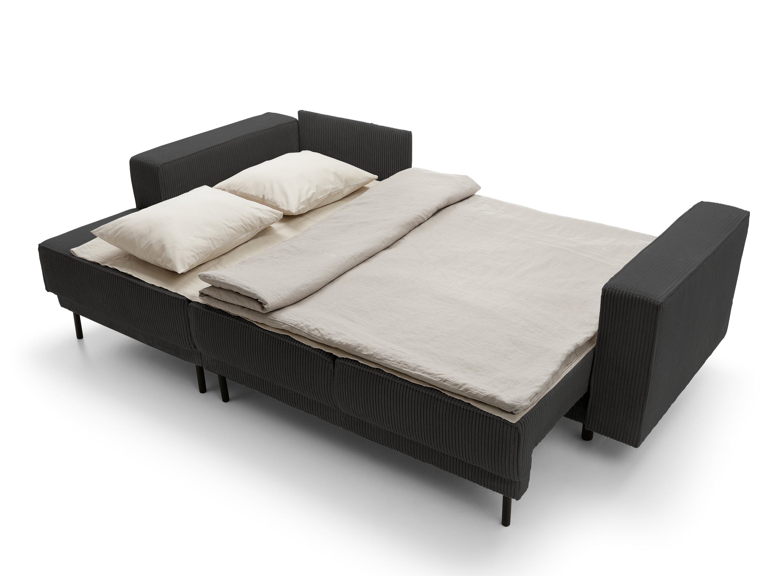 Narożnik Rodario mini ciemnoszary sztruks lewostronny - szerokość 241 cm