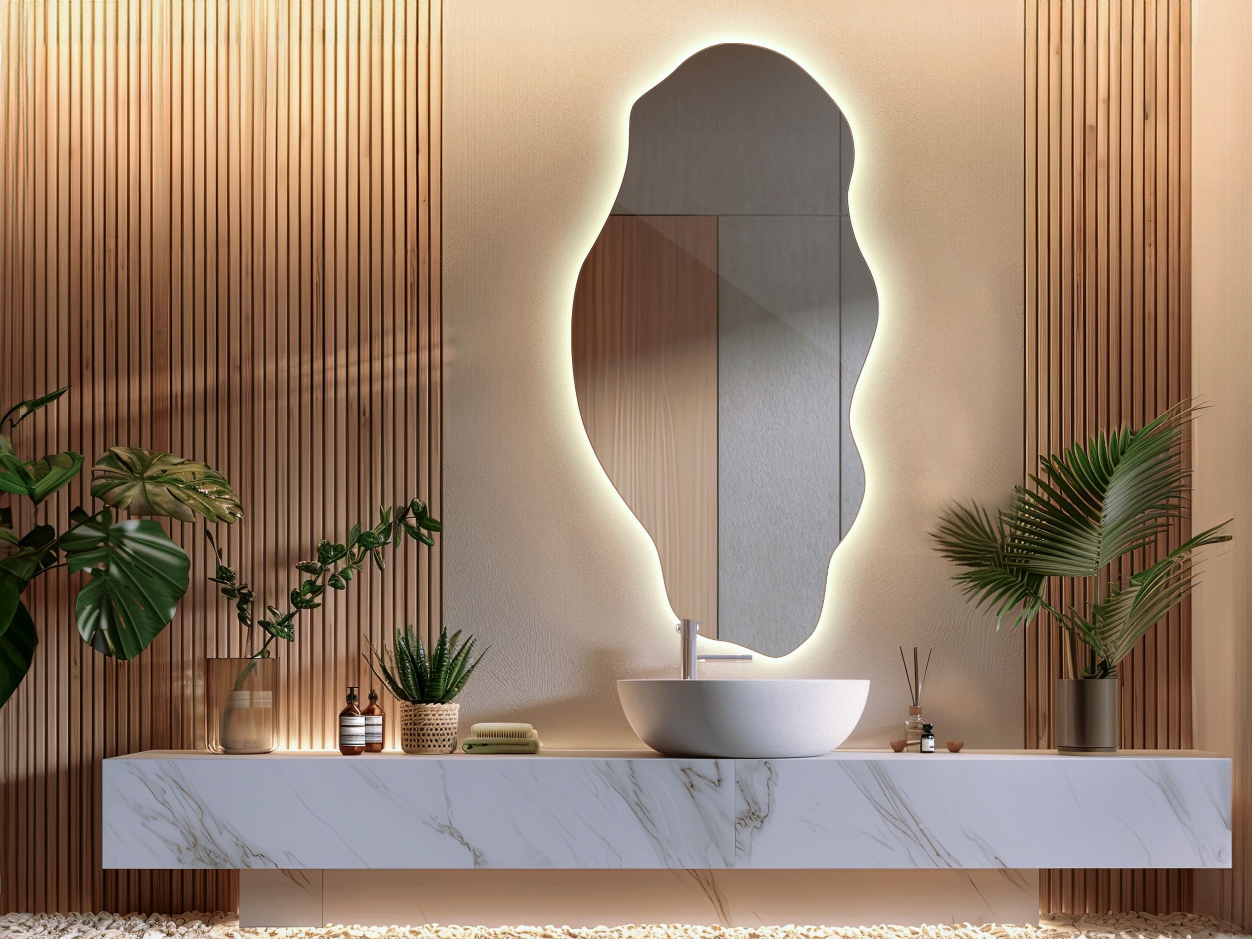 Lustro wiszące Museve z podświetleniem LED 90x45 cm