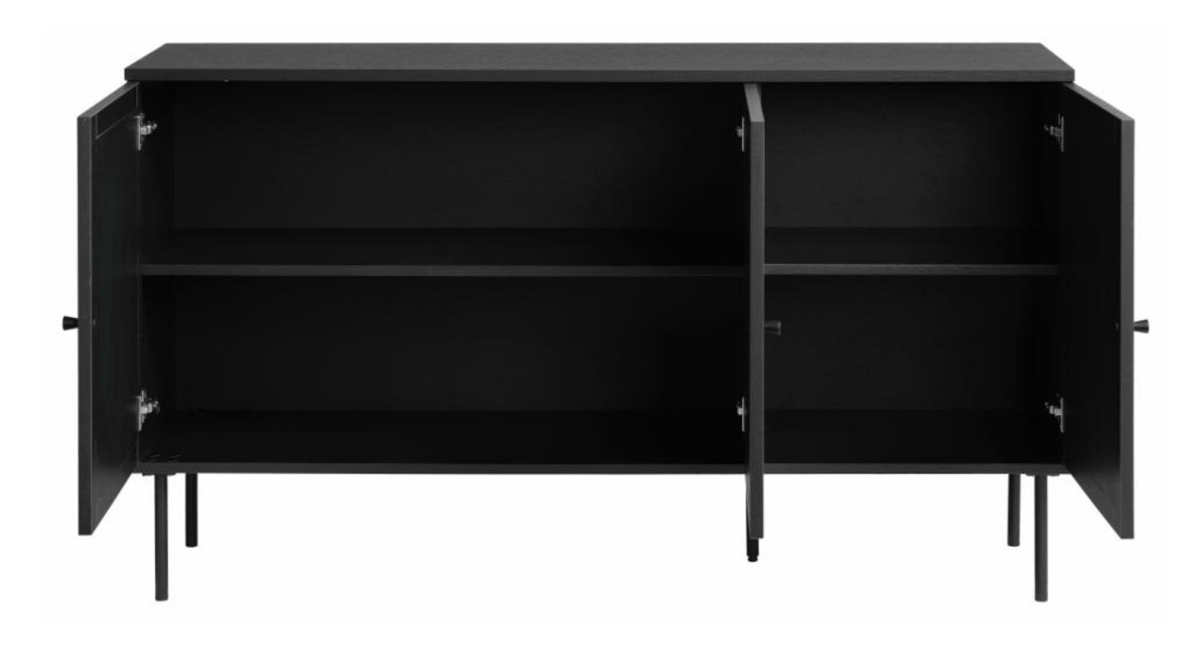 Komoda trzydrzwiowa Mogest czarna - szerokość 140 cm