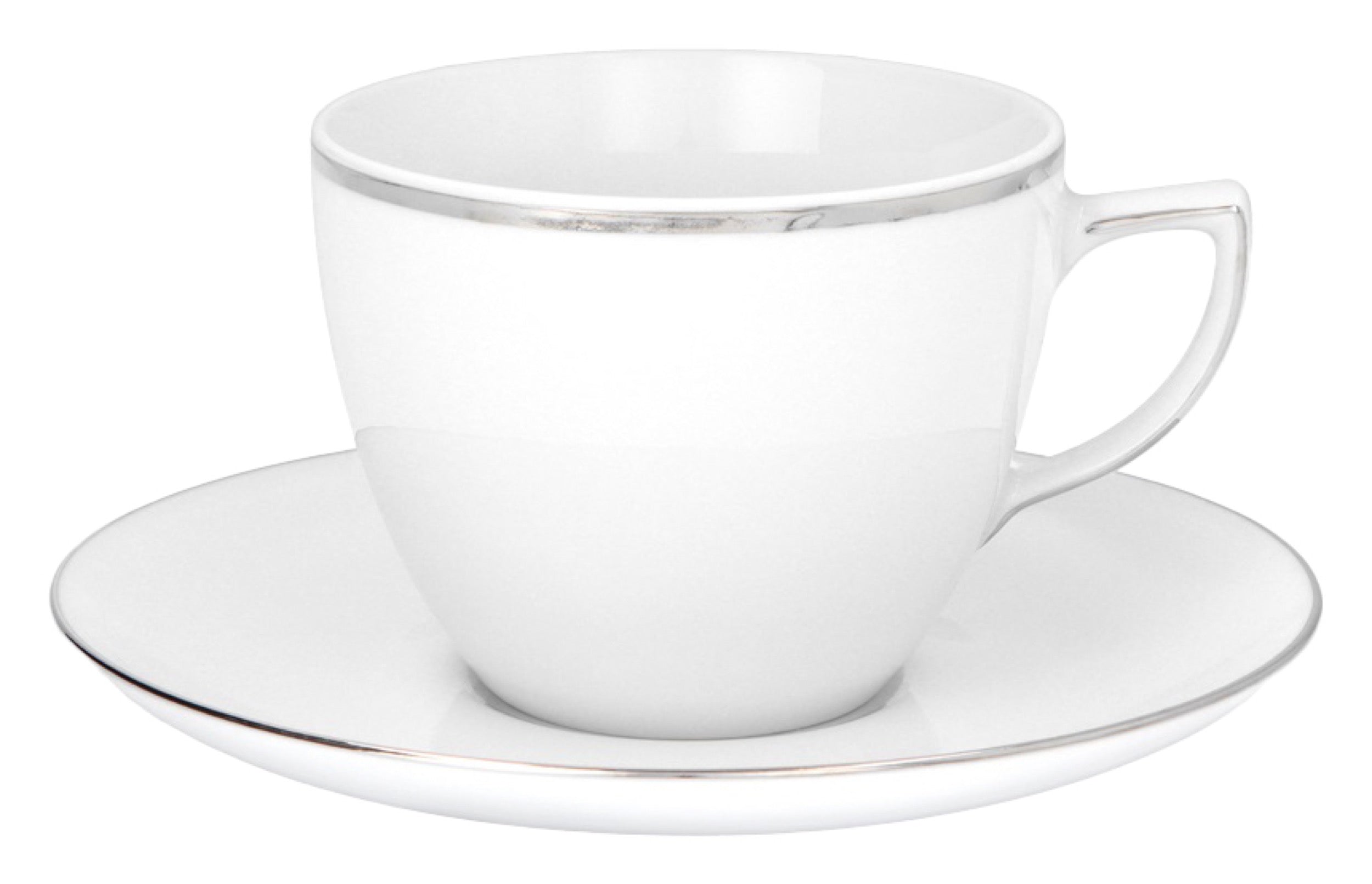 Zestaw 6 filiżanek porcelanowych City biało-srebrne