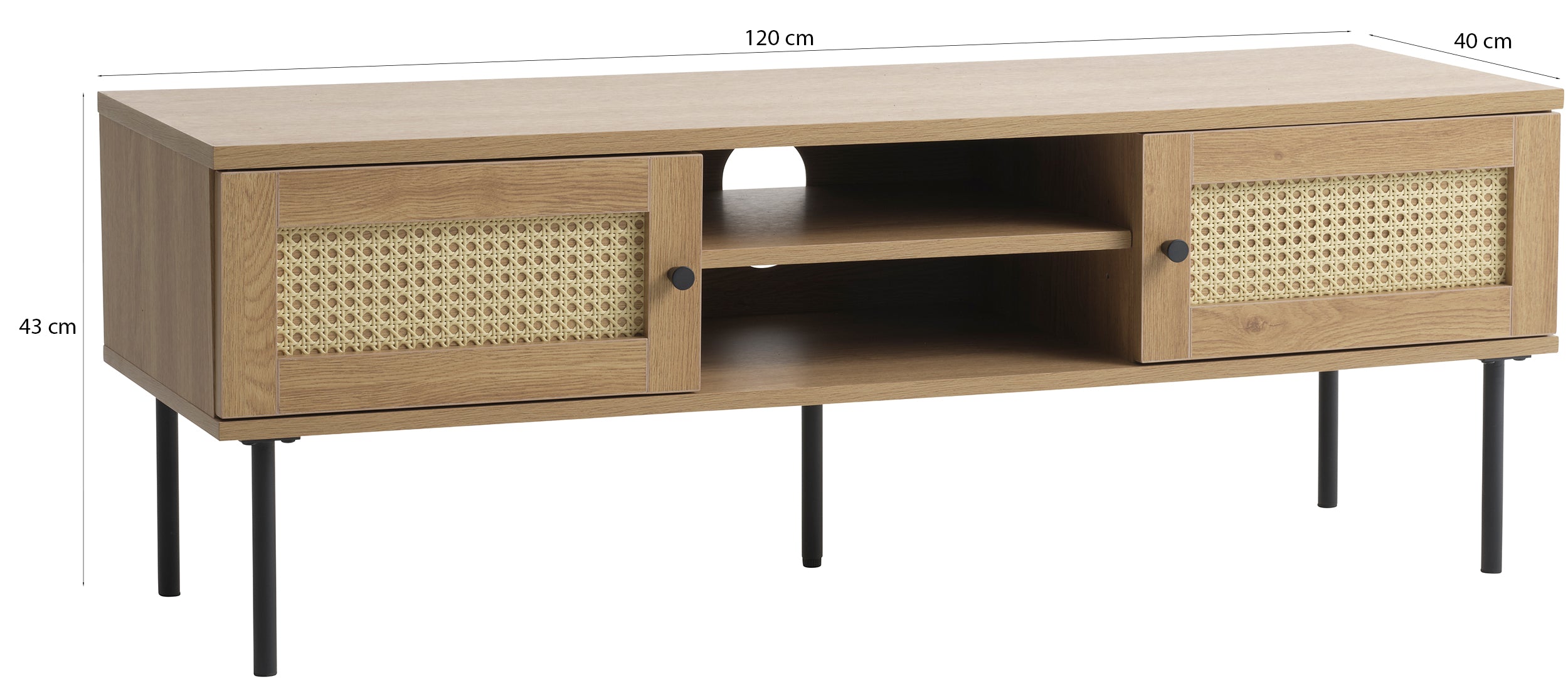 Szafka RTV Mogest 120 cm beżowa plecionka boho