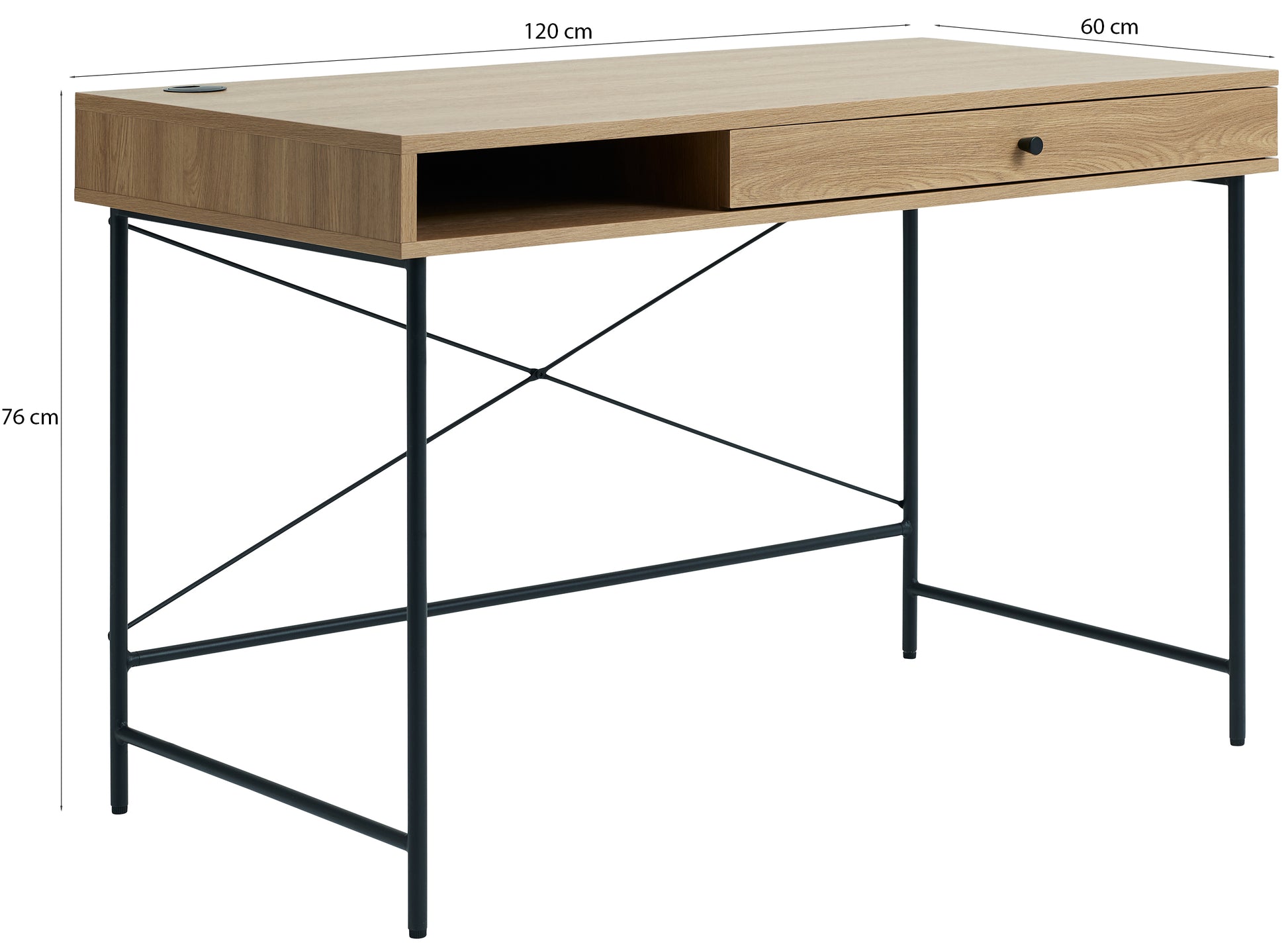 Biurko Mogest 120x60 cm beżowe boho - wysokość 76 cm