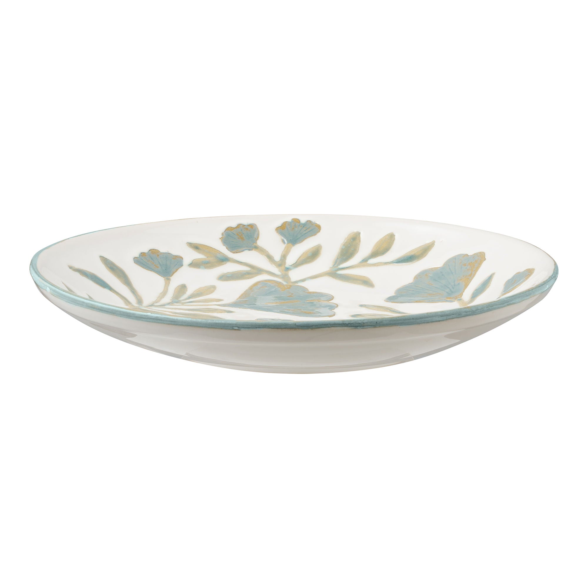 Taca ceramiczna o kwiecistym wzorze Dulis ø35,5x5 cm biało-zielona