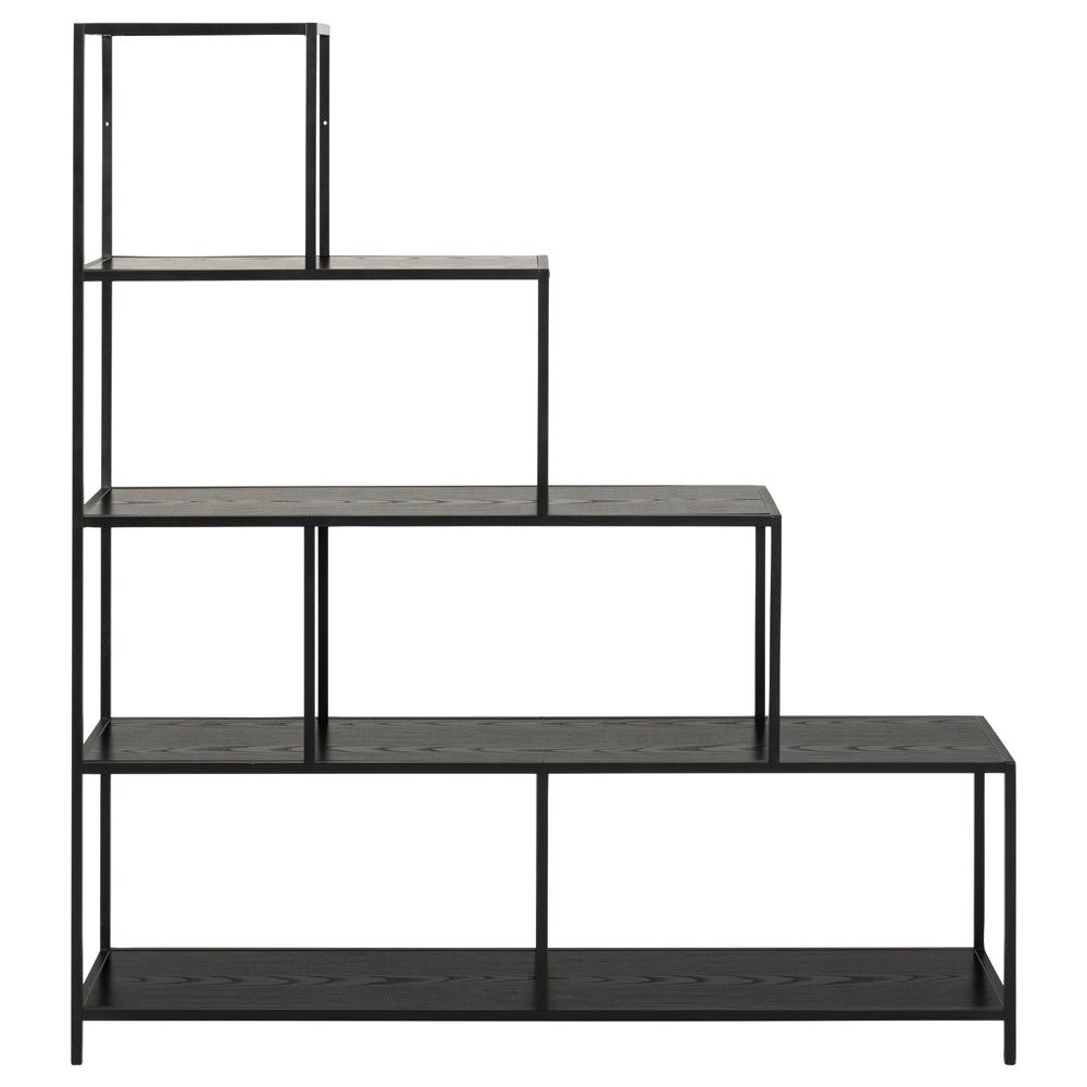 Regał na książki Seaford 135 cm czarny jesion - materiał metal